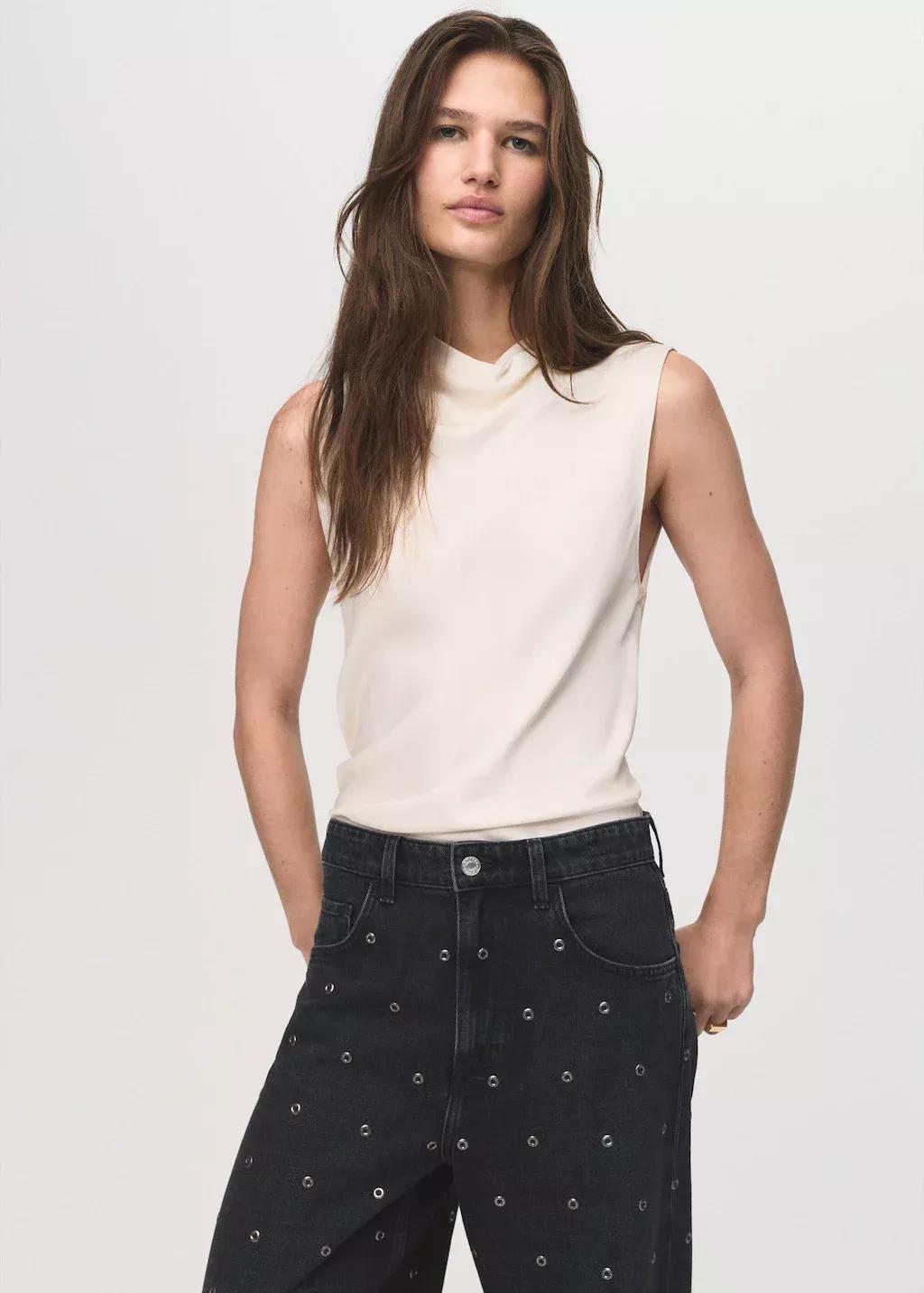 Grey Balloon Jeans With Eyelets, Open Grey, large image number 1