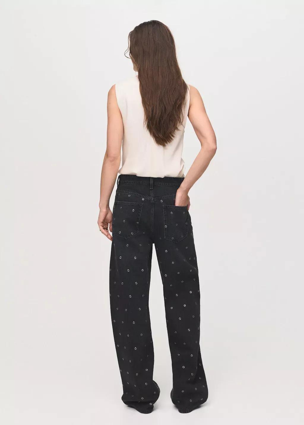 Grey Balloon Jeans With Eyelets, Open Grey, large image number 4