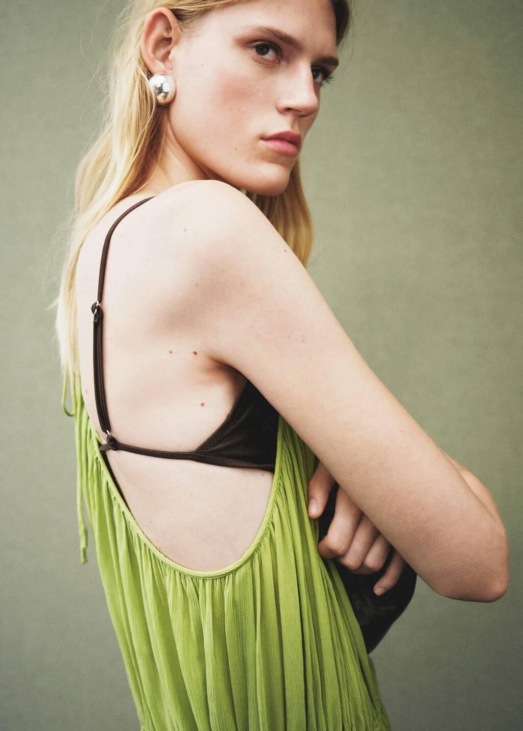 Green Oversized Pleated Dress, , large image number 1