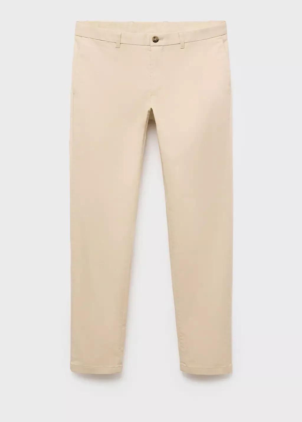 Beige Barna Slim-Fit Twill Chino Trousers, , large image number 0