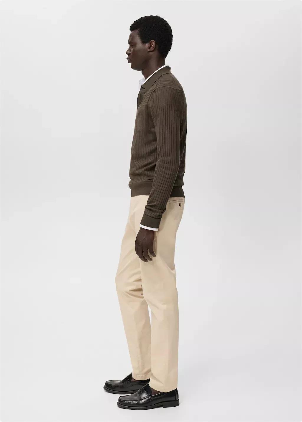 Beige Barna Slim-Fit Twill Chino Trousers, , large image number 2