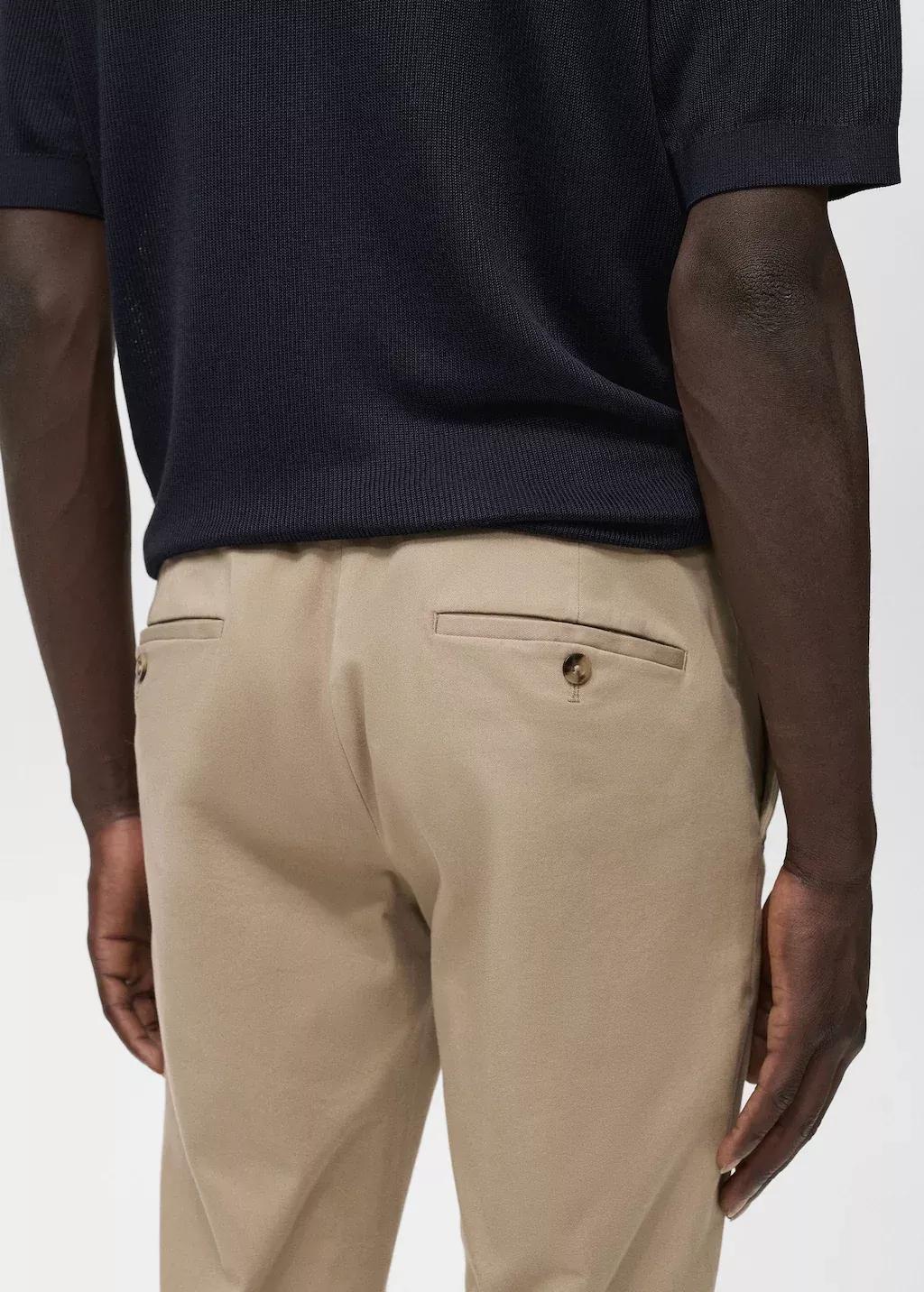 Beige Barna Slim-Fit Twill Chino Trousers, , large image number 2