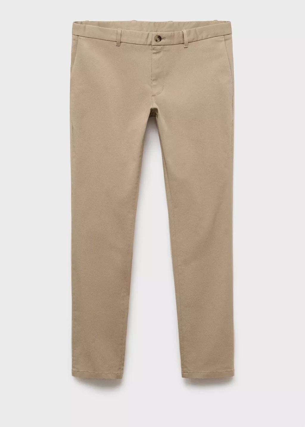 Beige Barna Slim-Fit Twill Chino Trousers, , large image number 3