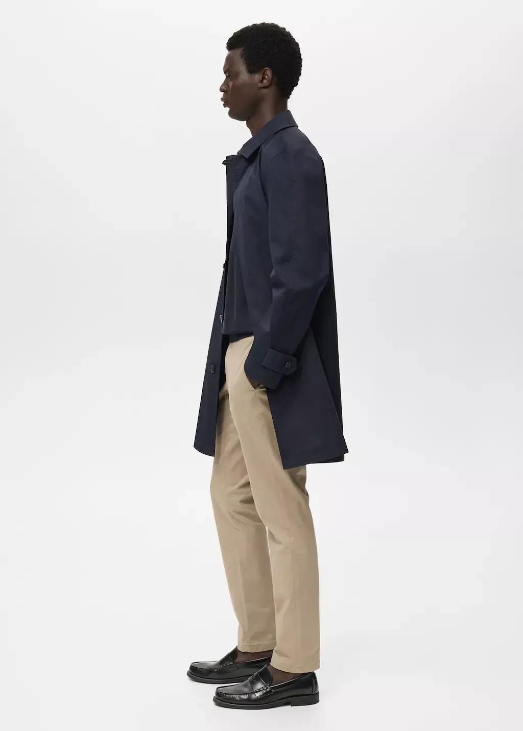 Beige Barna Slim-Fit Twill Chino Trousers, , large image number 4