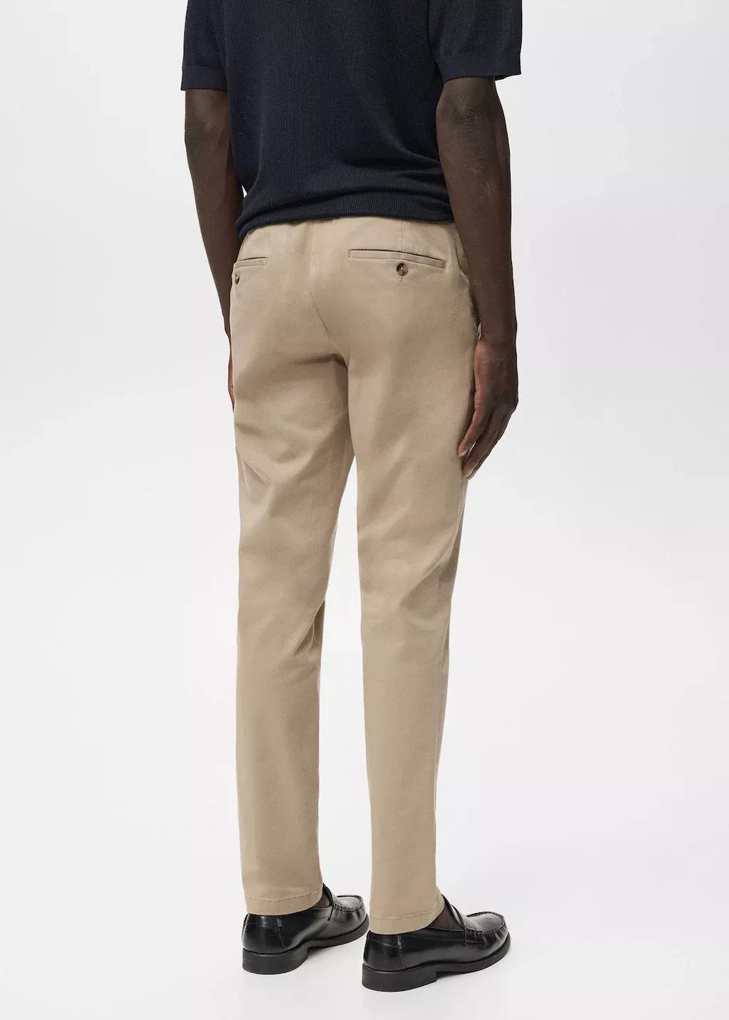 Beige Barna Slim-Fit Twill Chino Trousers, , large image number 6