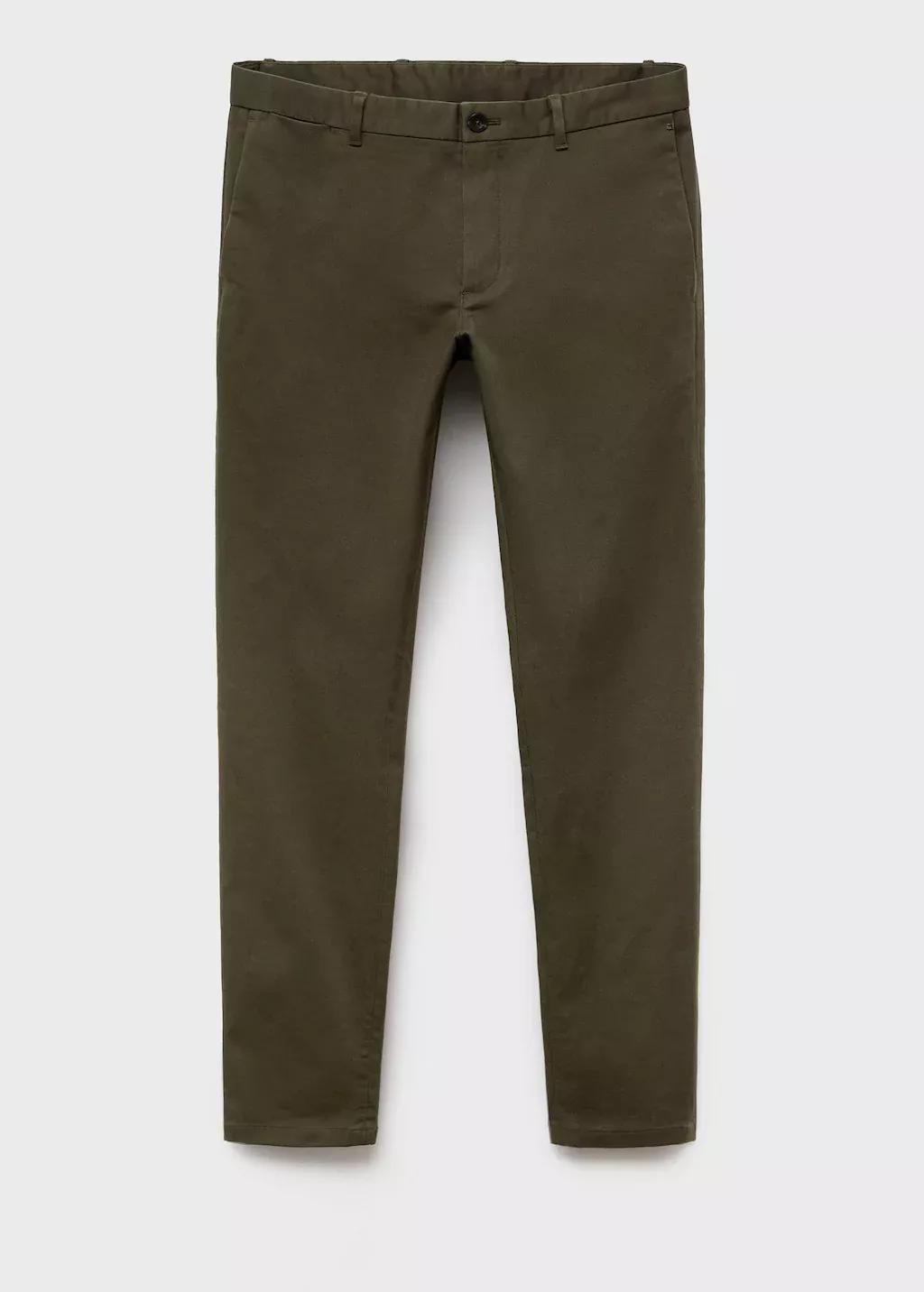 Khaki Barna Slim-Fit Twill Chino Trousers, Beige - Khaki, large image number 0