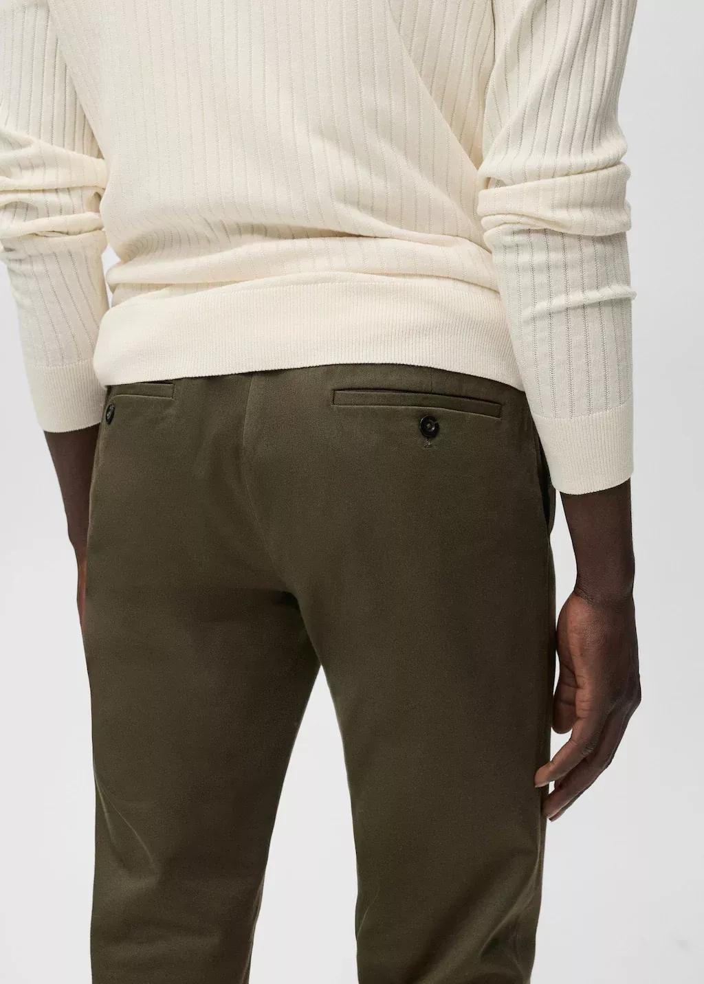 Khaki Barna Slim-Fit Twill Chino Trousers, Beige - Khaki, large image number 1