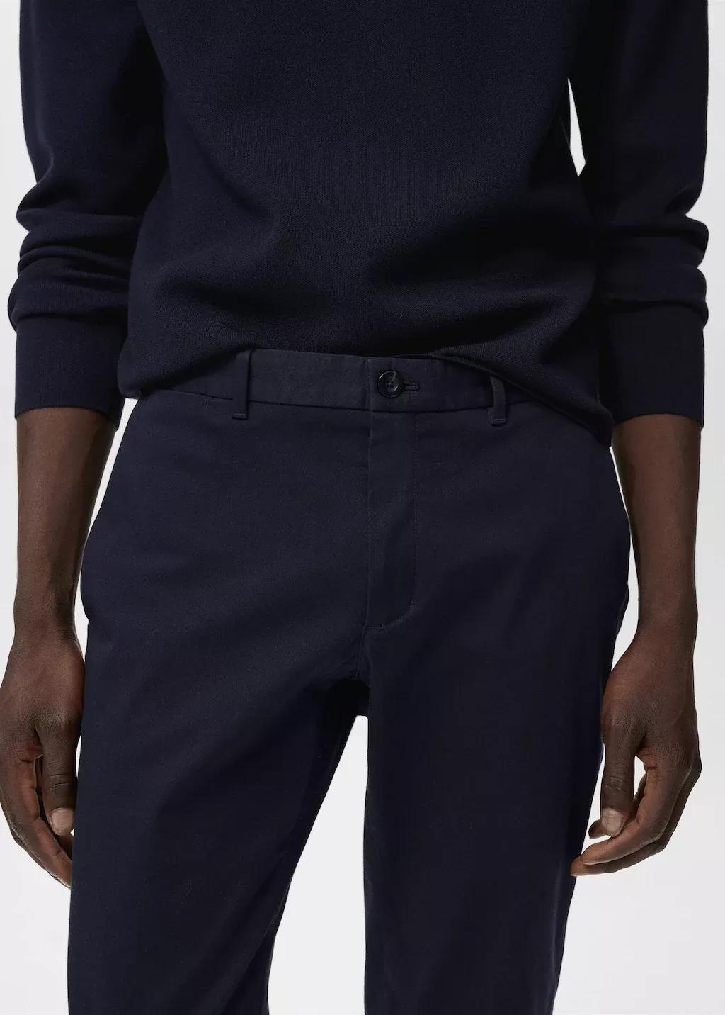 Navy Barna Slim-Fit Twill Chino Trousers, , large image number 1