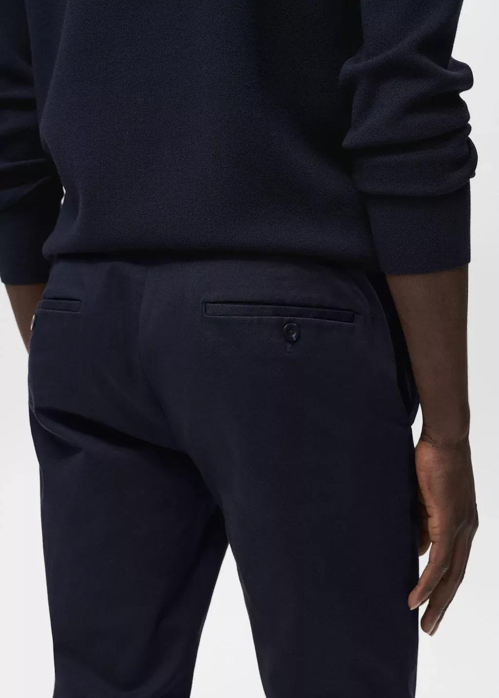 Navy Barna Slim-Fit Twill Chino Trousers, , large image number 2
