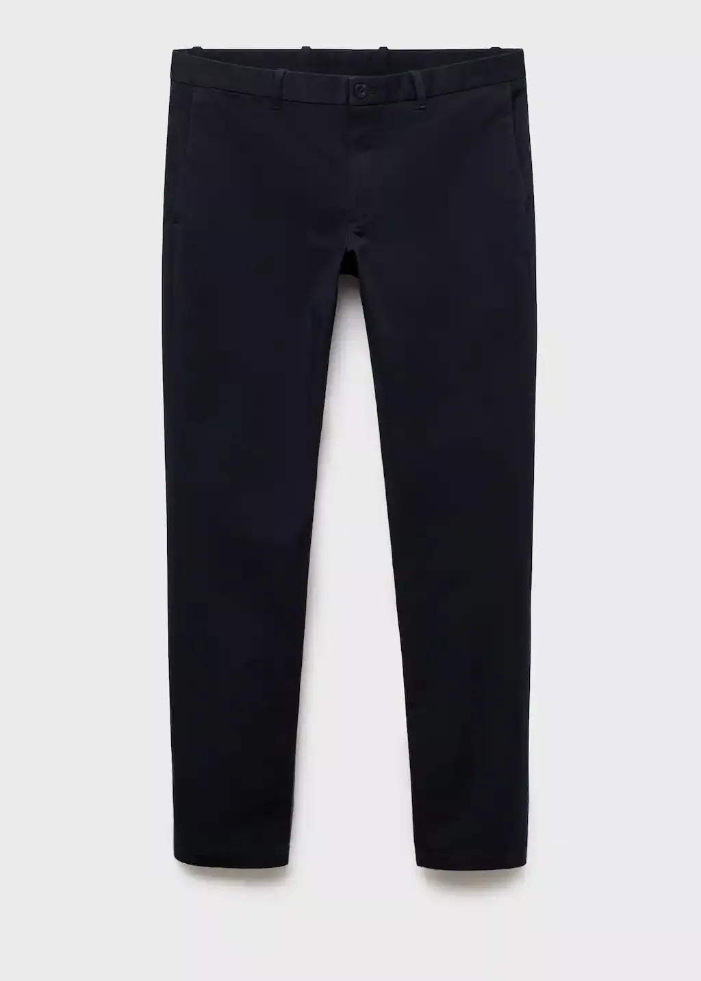 Navy Barna Slim-Fit Twill Chino Trousers, , large image number 3