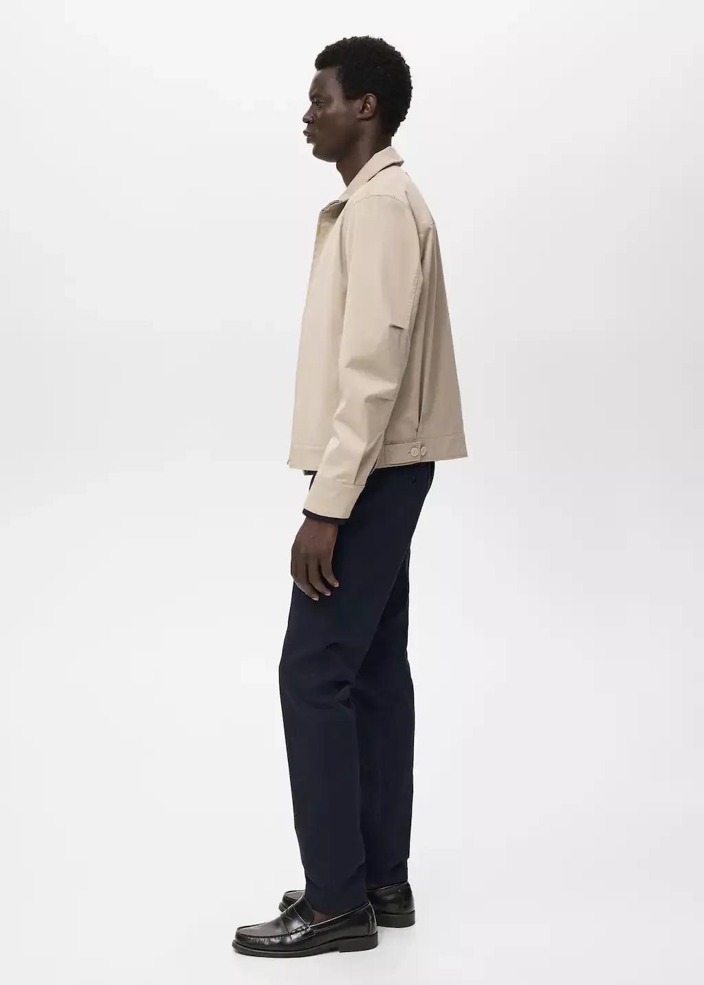 Navy Barna Slim-Fit Twill Chino Trousers, , large image number 4