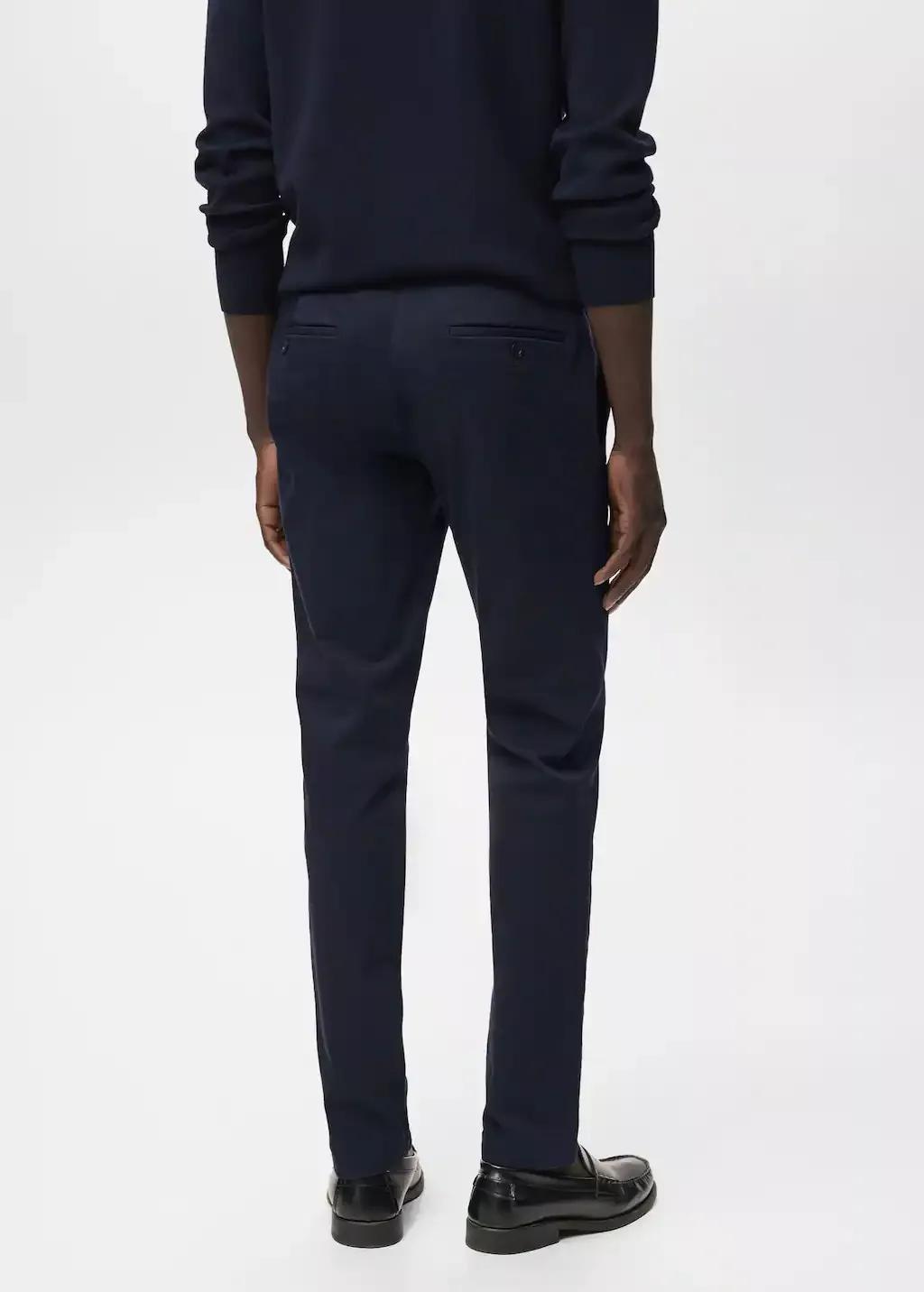 Navy Barna Slim-Fit Twill Chino Trousers, , large image number 6