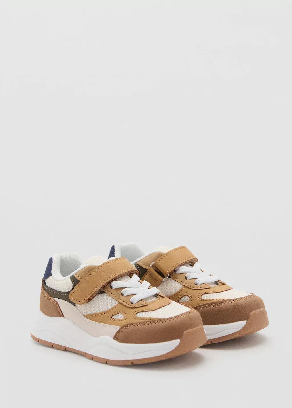 Beige Velcro Fastening Mixed Sneakers, Baby Boy, Light Beige, medium