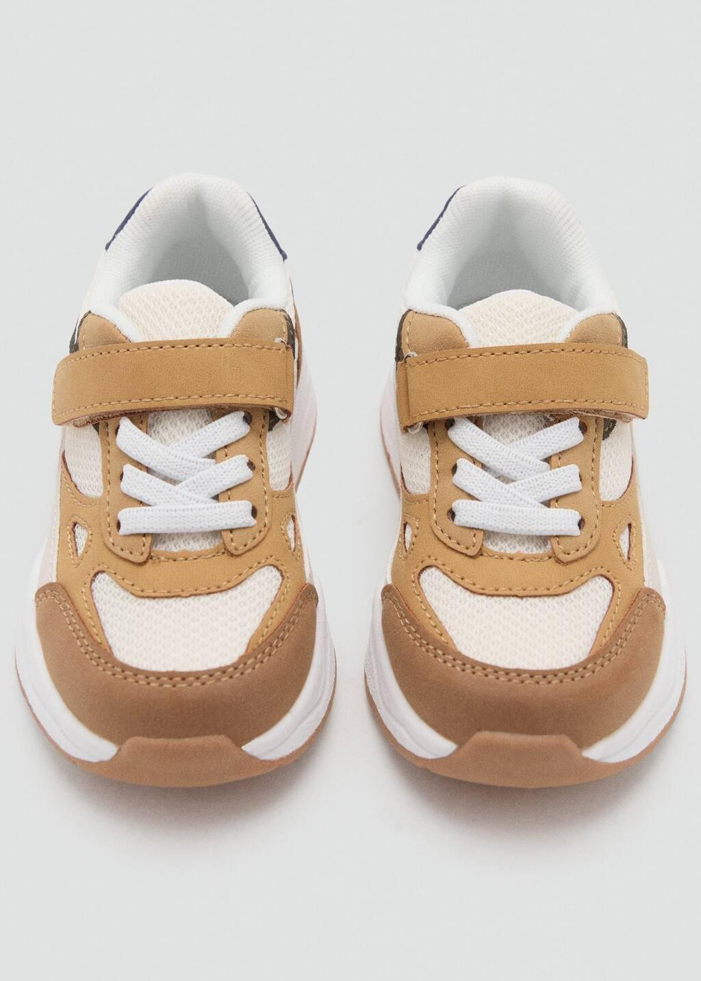 Beige Velcro Fastening Mixed Sneakers, Baby Boy, Light Beige, large image number 2