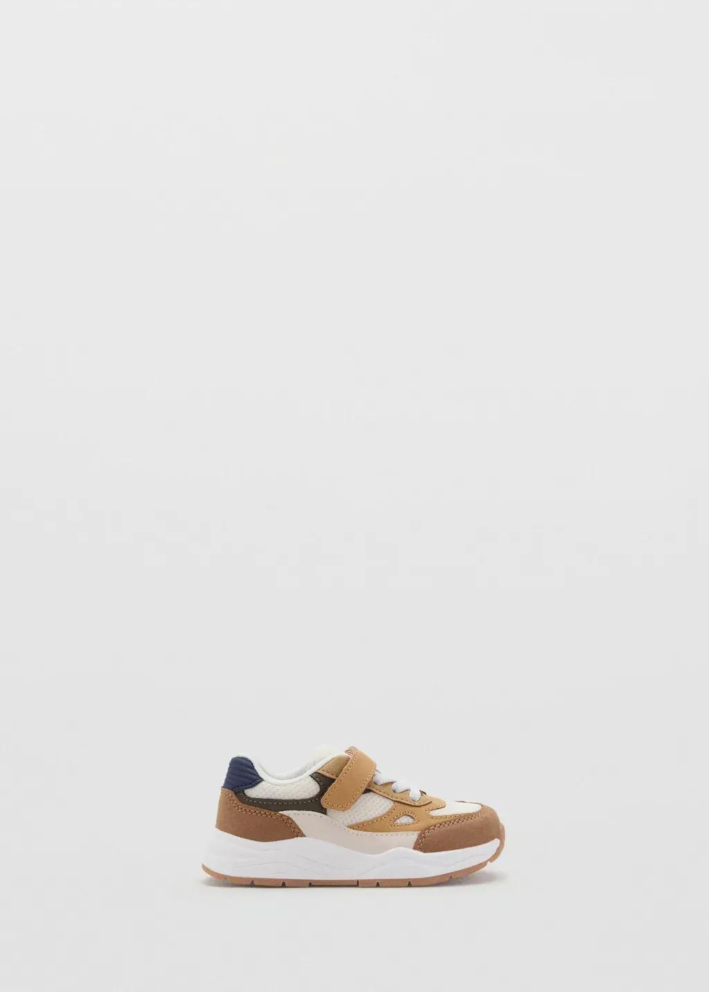 Beige Velcro Fastening Mixed Sneakers, Baby Boy, Light Beige, large image number 3