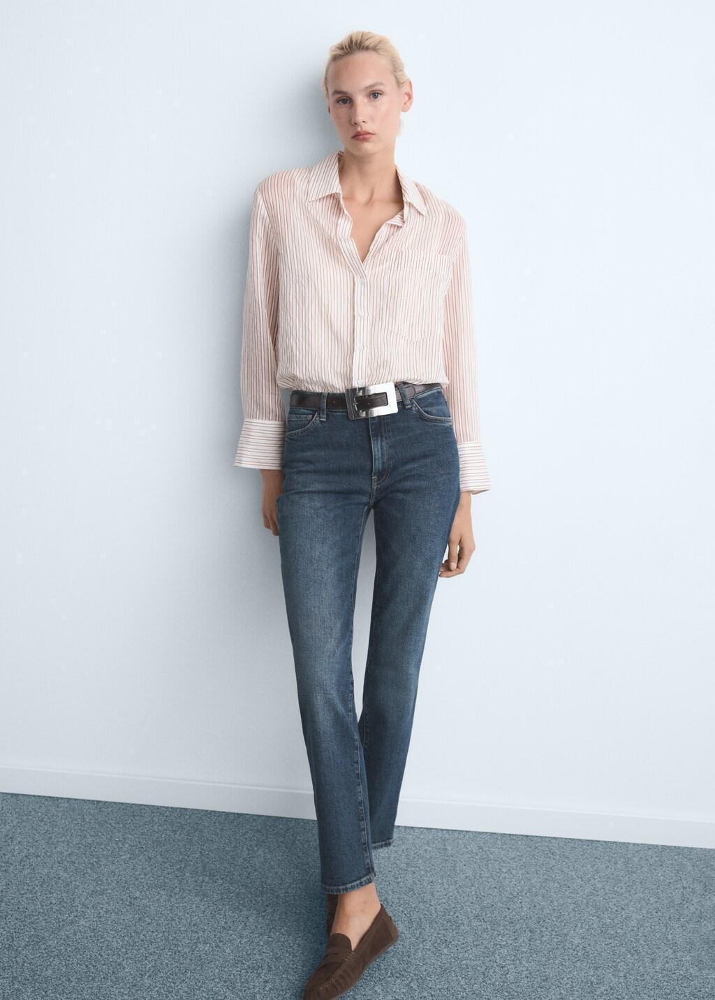 Blue Mid-Rise Slim-Fit Jeans, 0201_TO, large image number 6