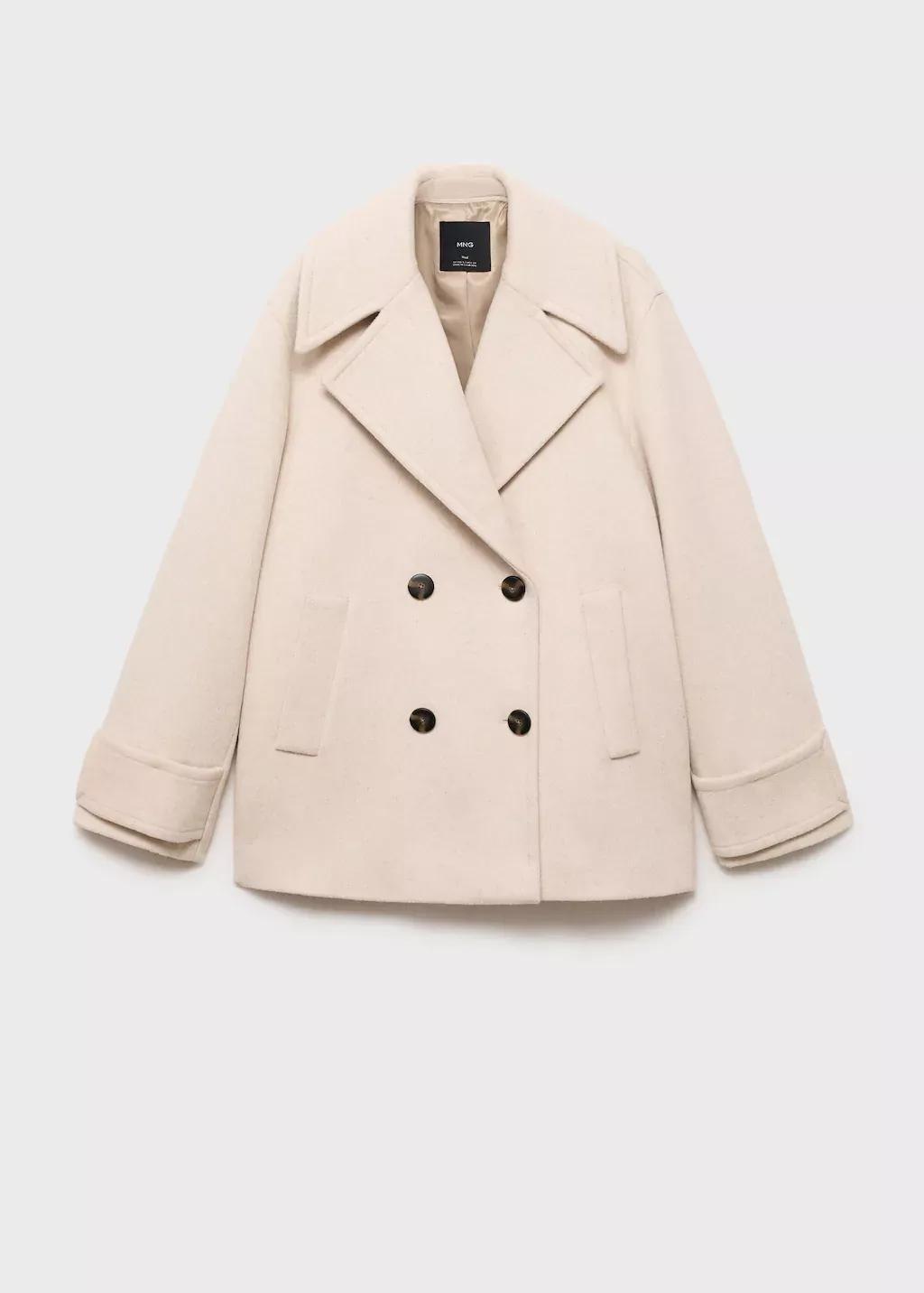 Grey Lt Pastel Double-Breasted Wool-Blend Coat, , large image number 0