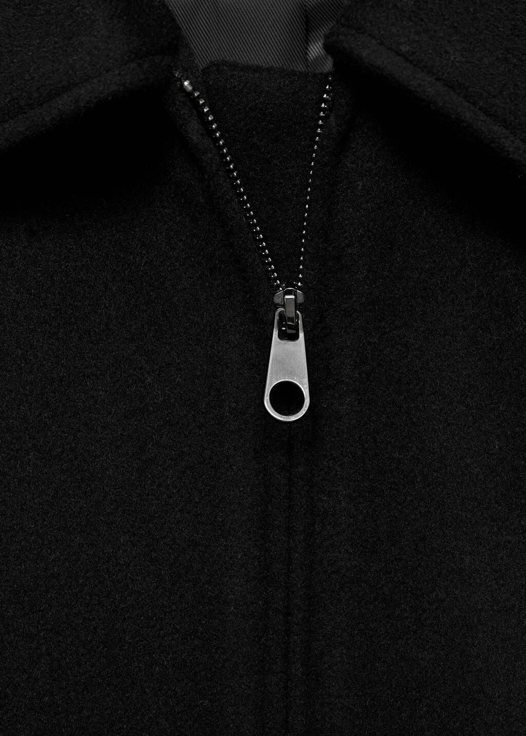 Black Wool Bomber Jacket, Black, medium