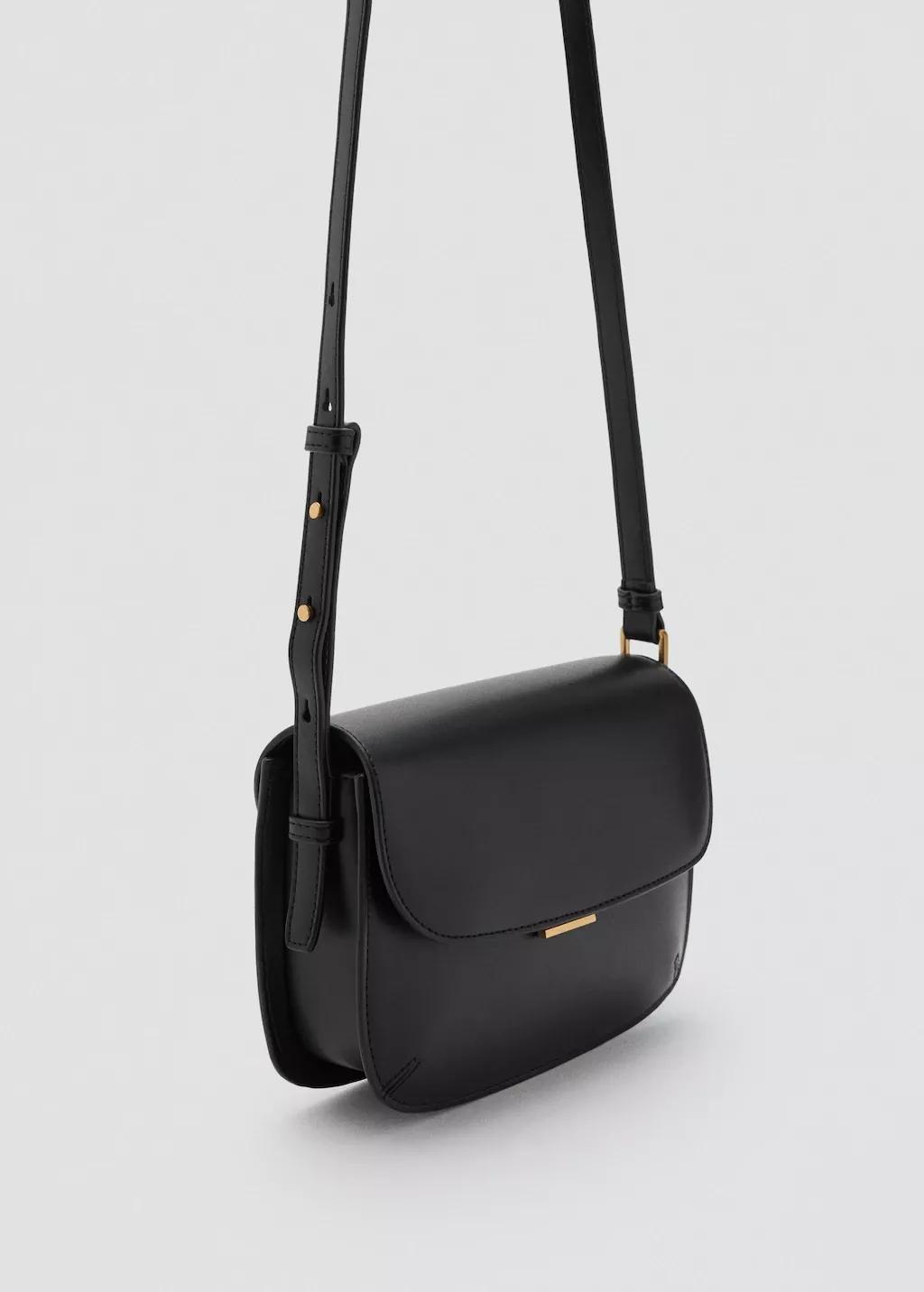 BLACK Crossbody bag with flap, 0201_99, medium