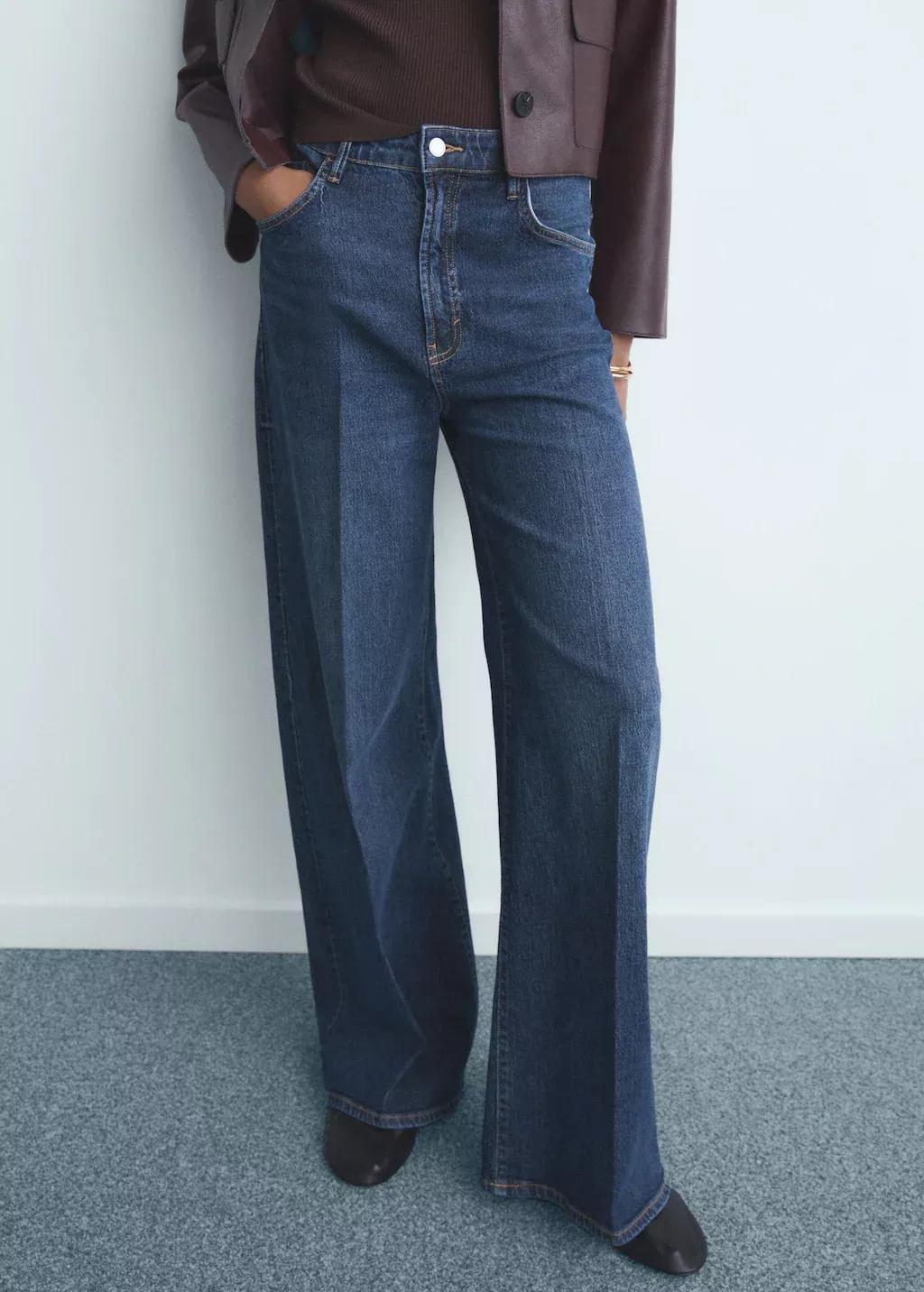 Blue High-Waisted Wide-Leg Jeans, , large image number 0