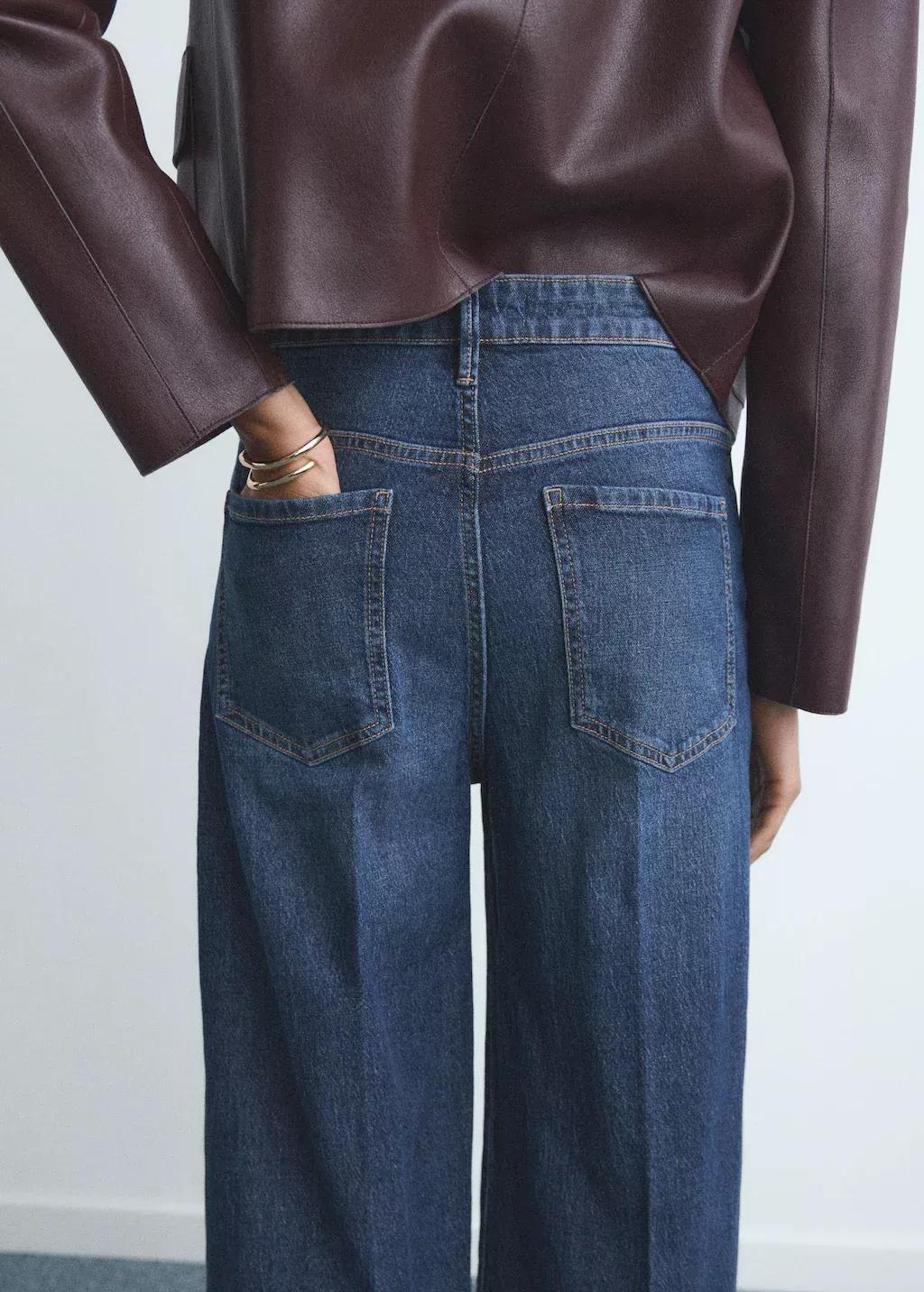 Blue High-Waisted Wide-Leg Jeans, , large image number 4
