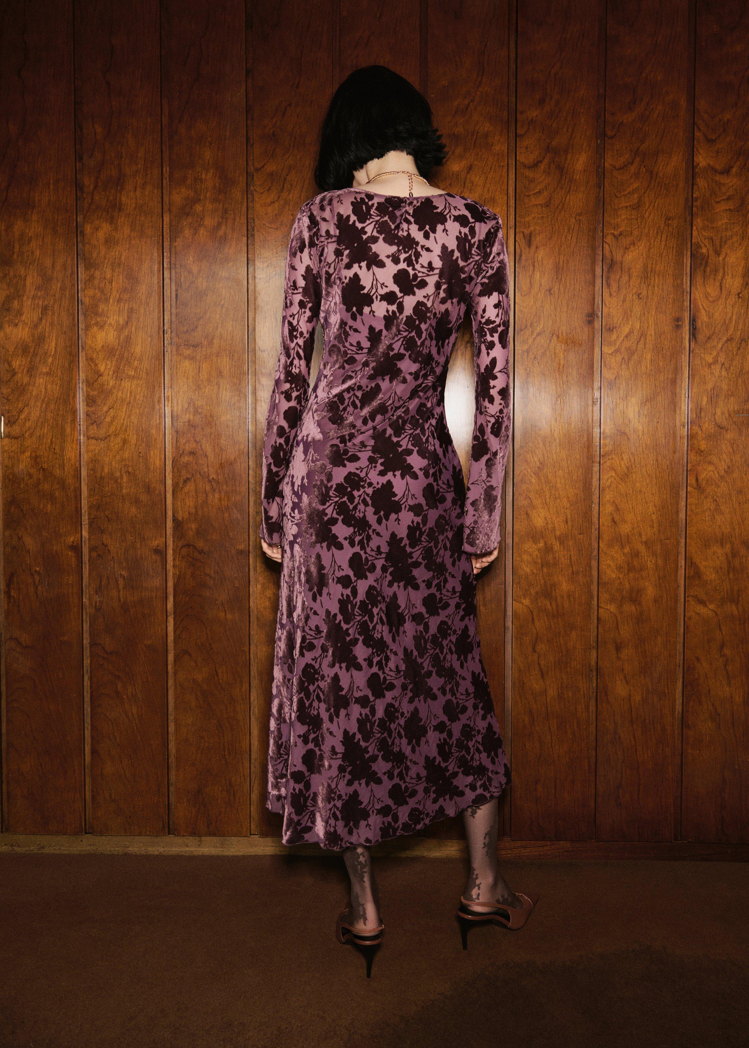 Red Floral Jacquard Dress With Bell Sleeves, , large image number 2