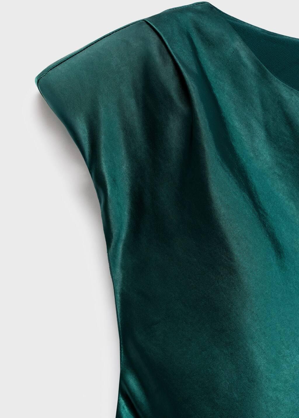 Green Fitted Satin Dress, Green, large image number 1