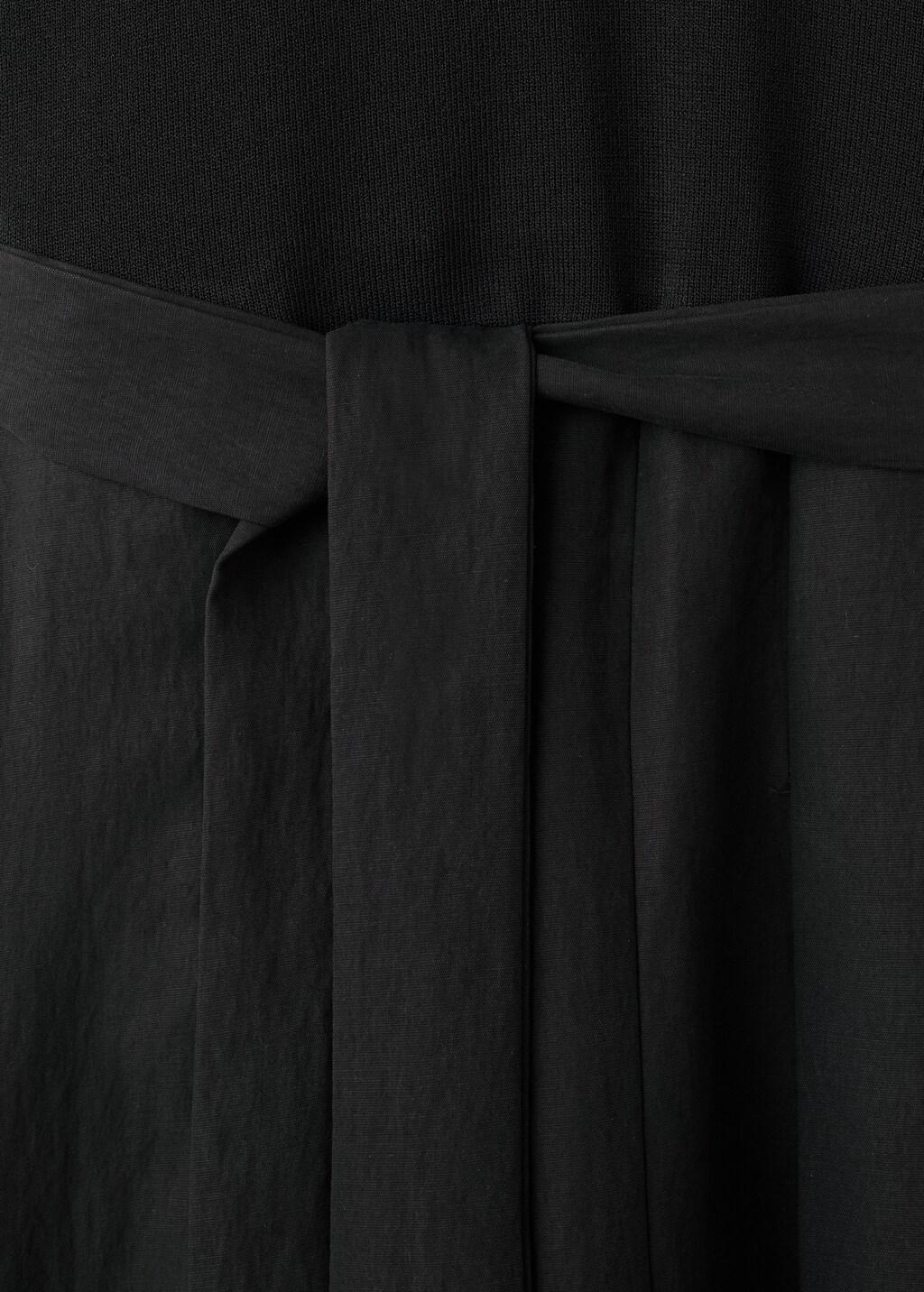 Black Combined Woven Dress With Belt, Black, large image number 1