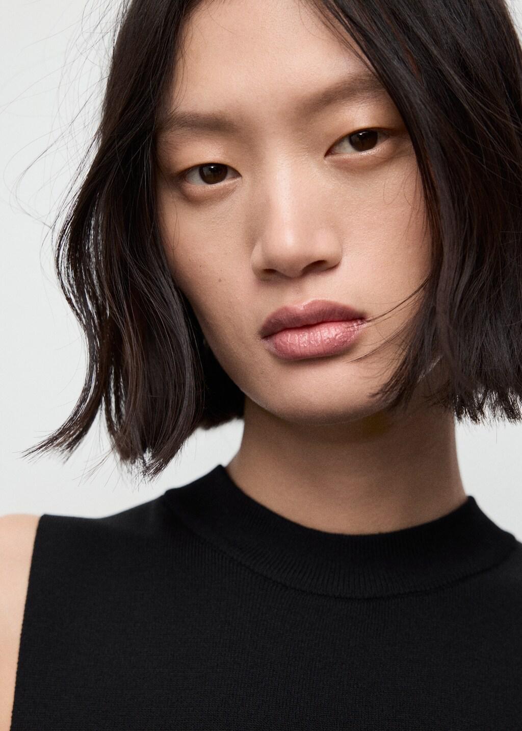 Black Combined Woven Dress With Belt, Black, large image number 4