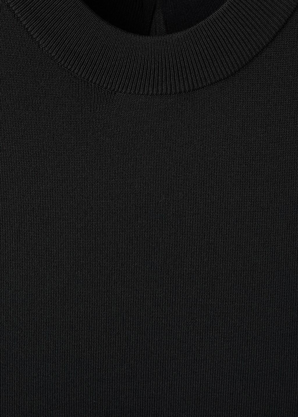 Black Combined Woven Dress With Belt, Black, large image number 5