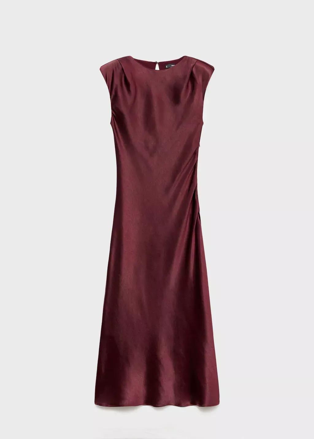 Red Fitted Satin Dress, , large image number 0