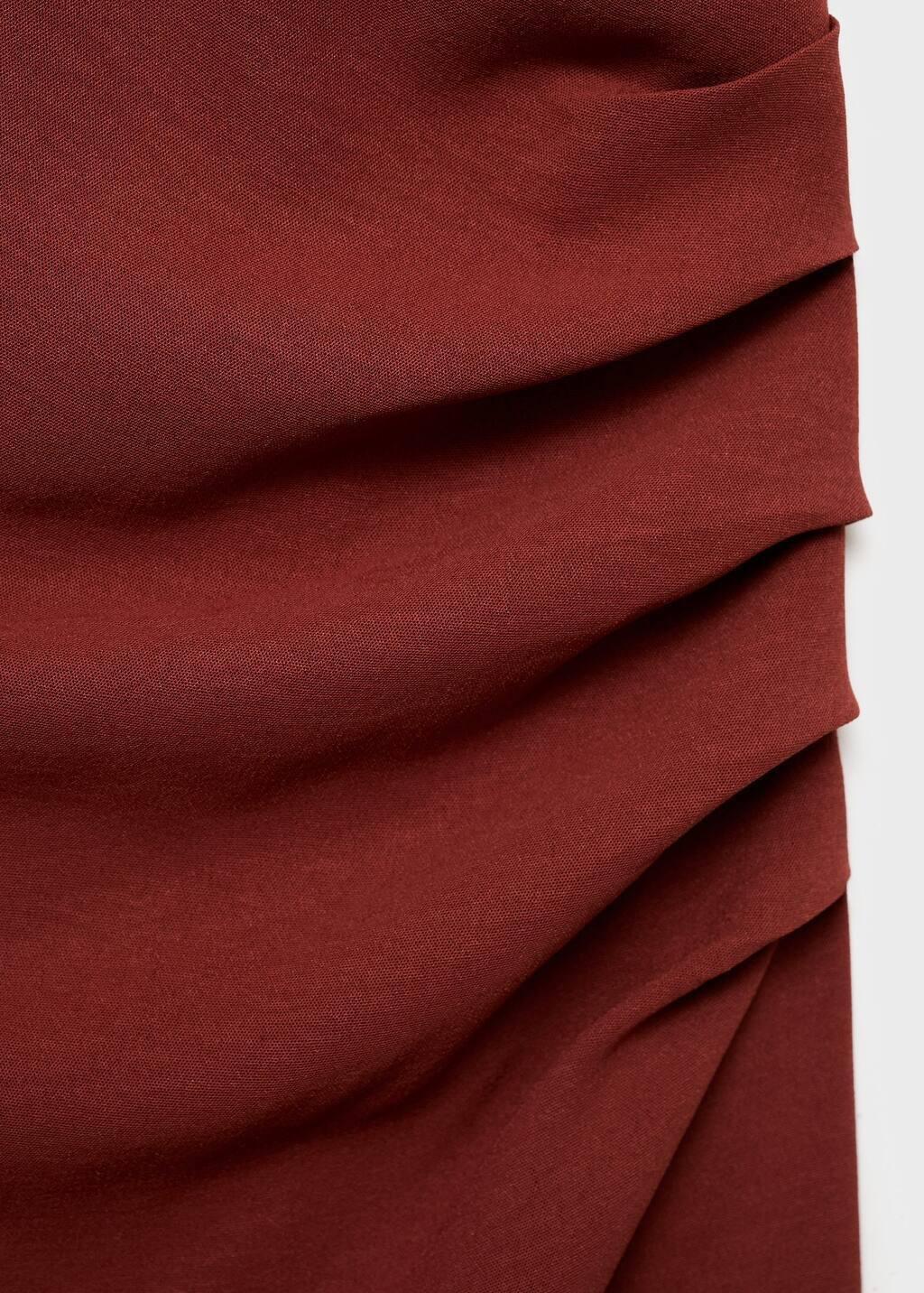 Orange Ruched Dress With Knot Detail, Medium Orange, large image number 1