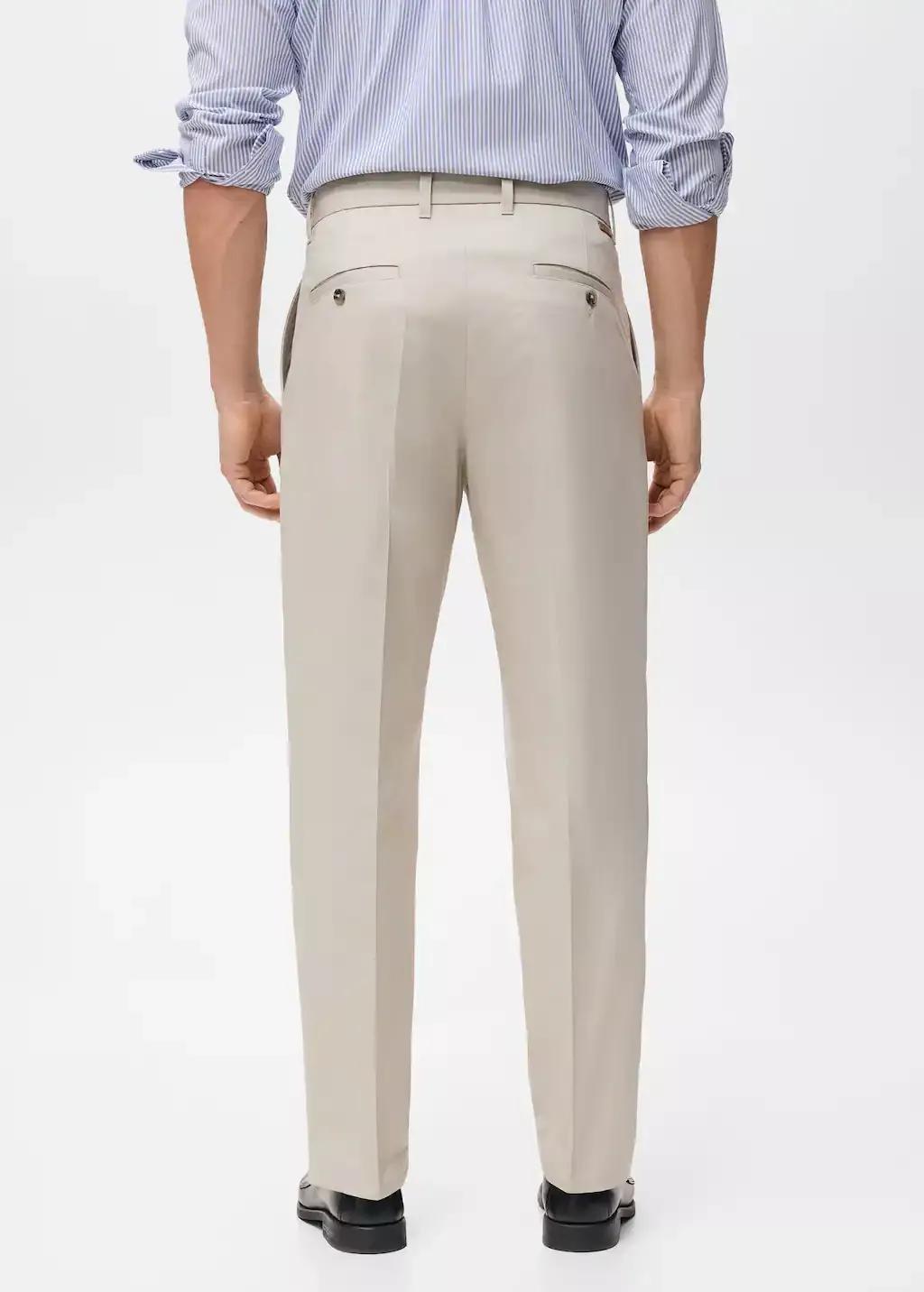 Brown Lt Pastel Regular Fit Pleated Cotton Trousers, Light Pastel Brown, large image number 6