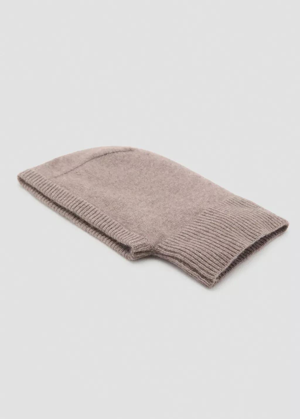 Brown Cashmere Wool Blend Balaclava, Medium Brown, large image number 1