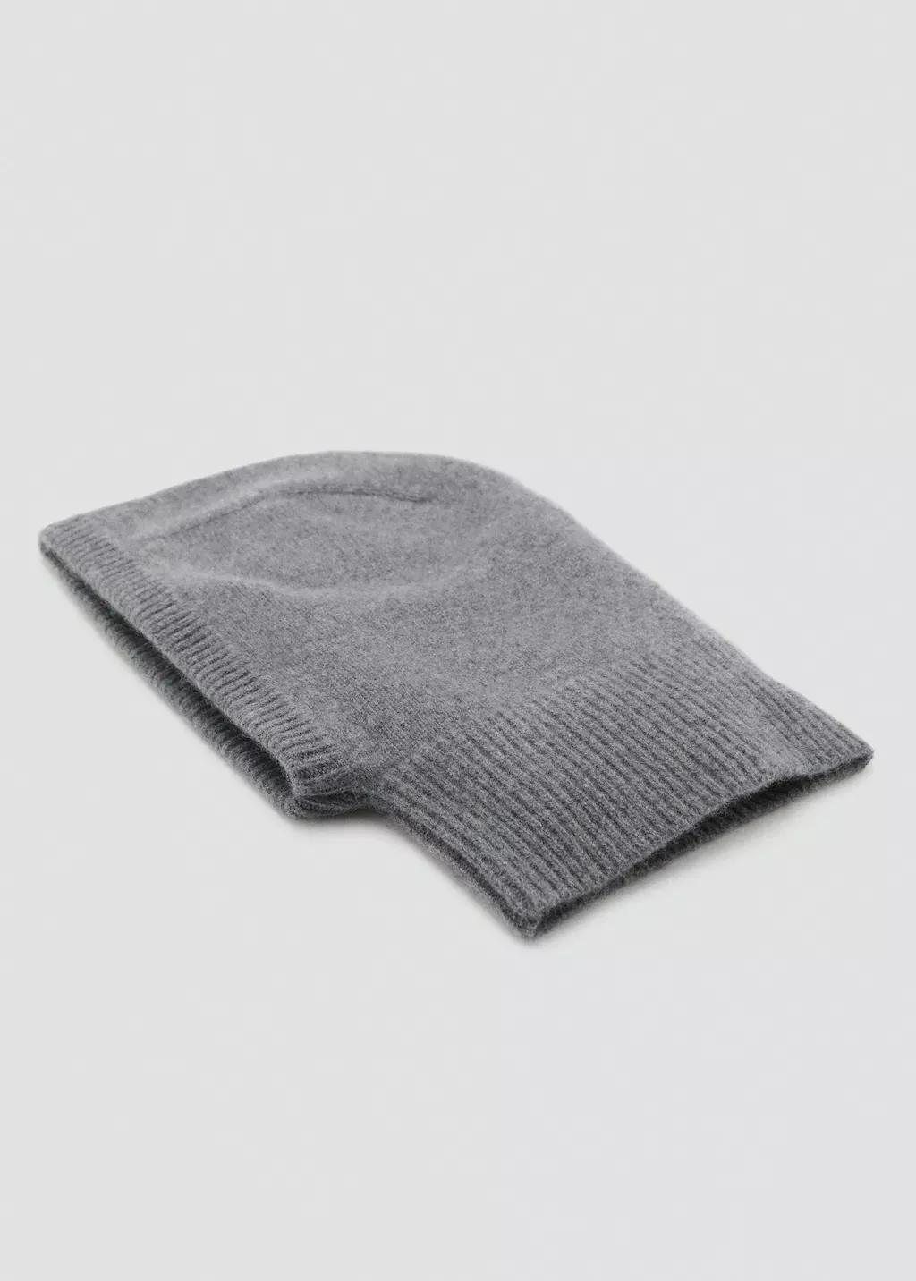 Grey Cashmere Wool Blend Balaclava, Dark Grey, large image number 1