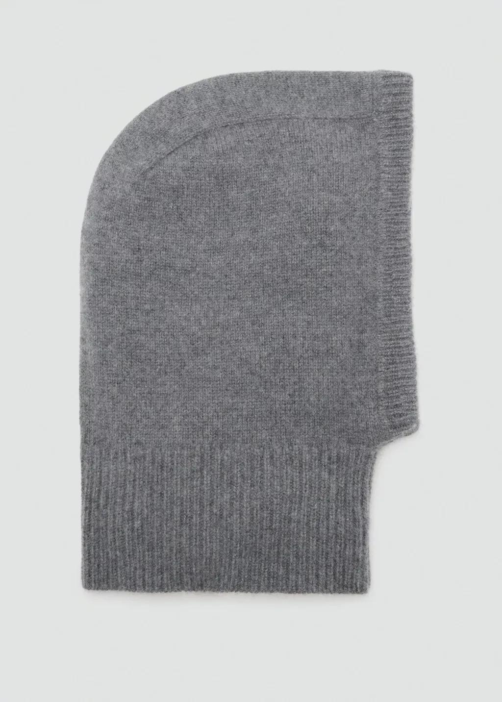 Grey Cashmere Wool Blend Balaclava, Dark Grey, large image number 2