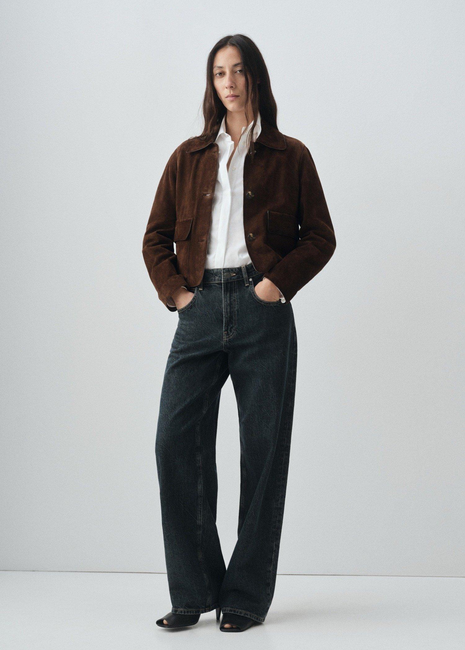 Brown Leather Short Jacket, , large image number 0