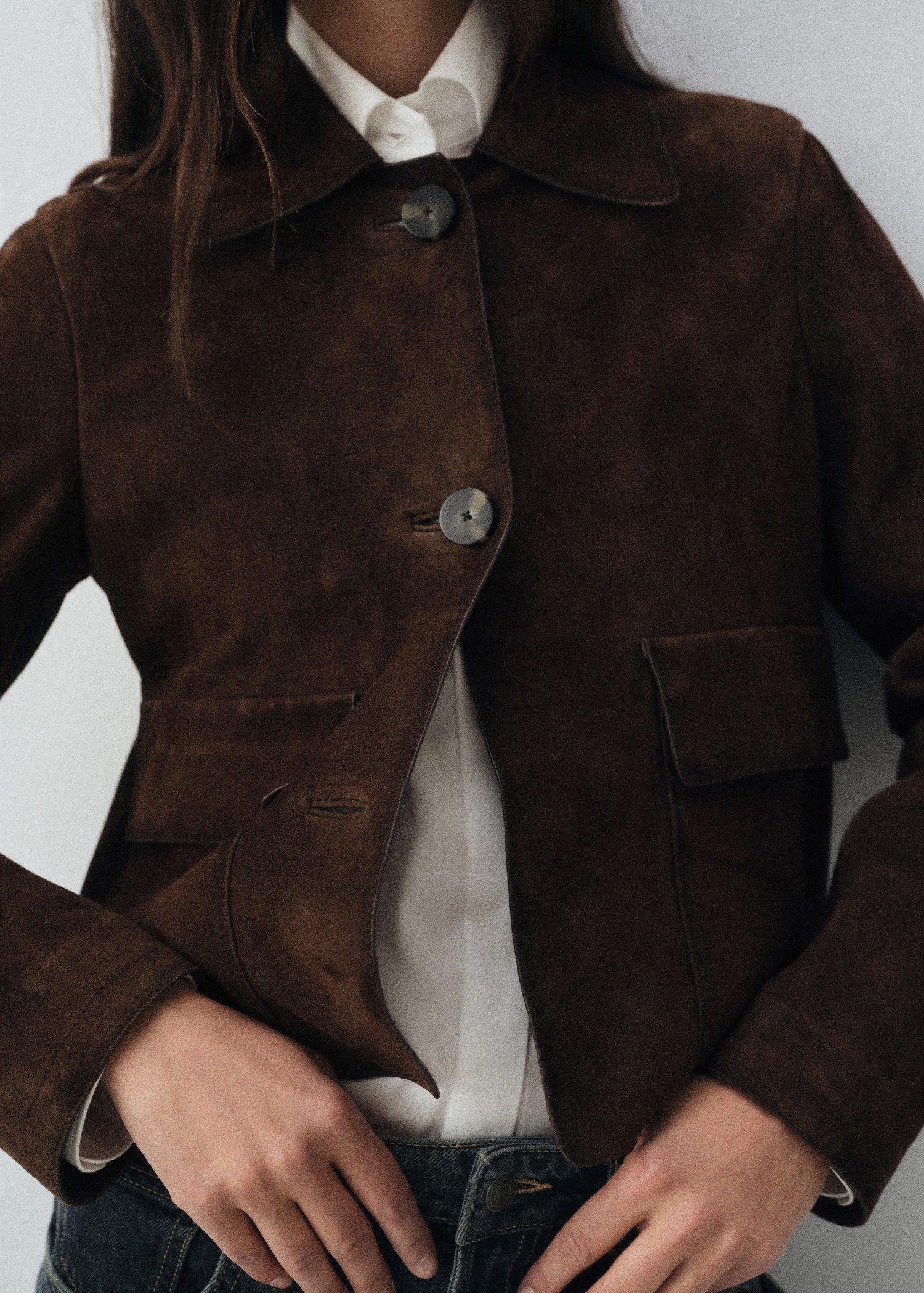 Brown Leather Short Jacket, , large image number 1