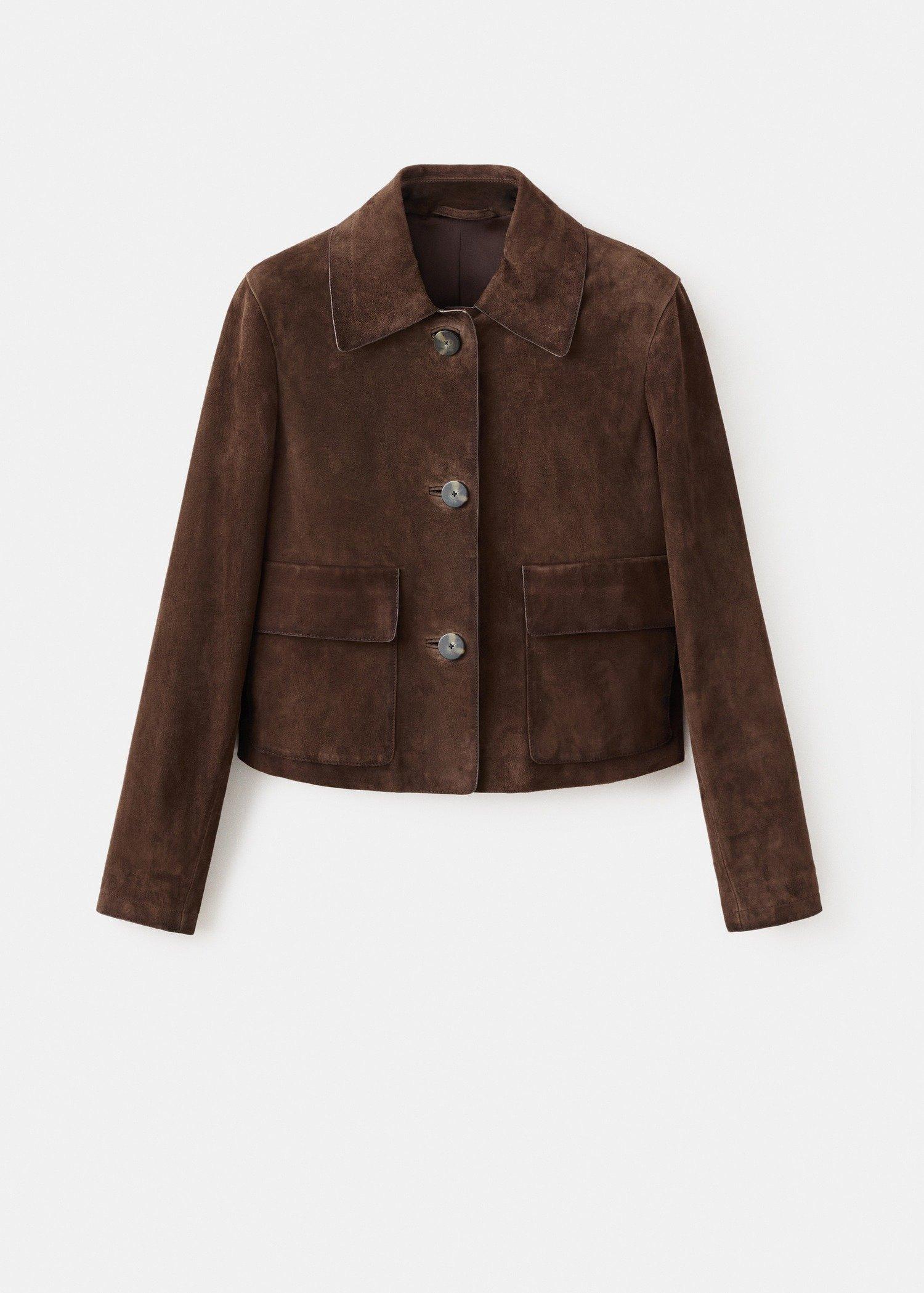Brown Leather Short Jacket, , large image number 3