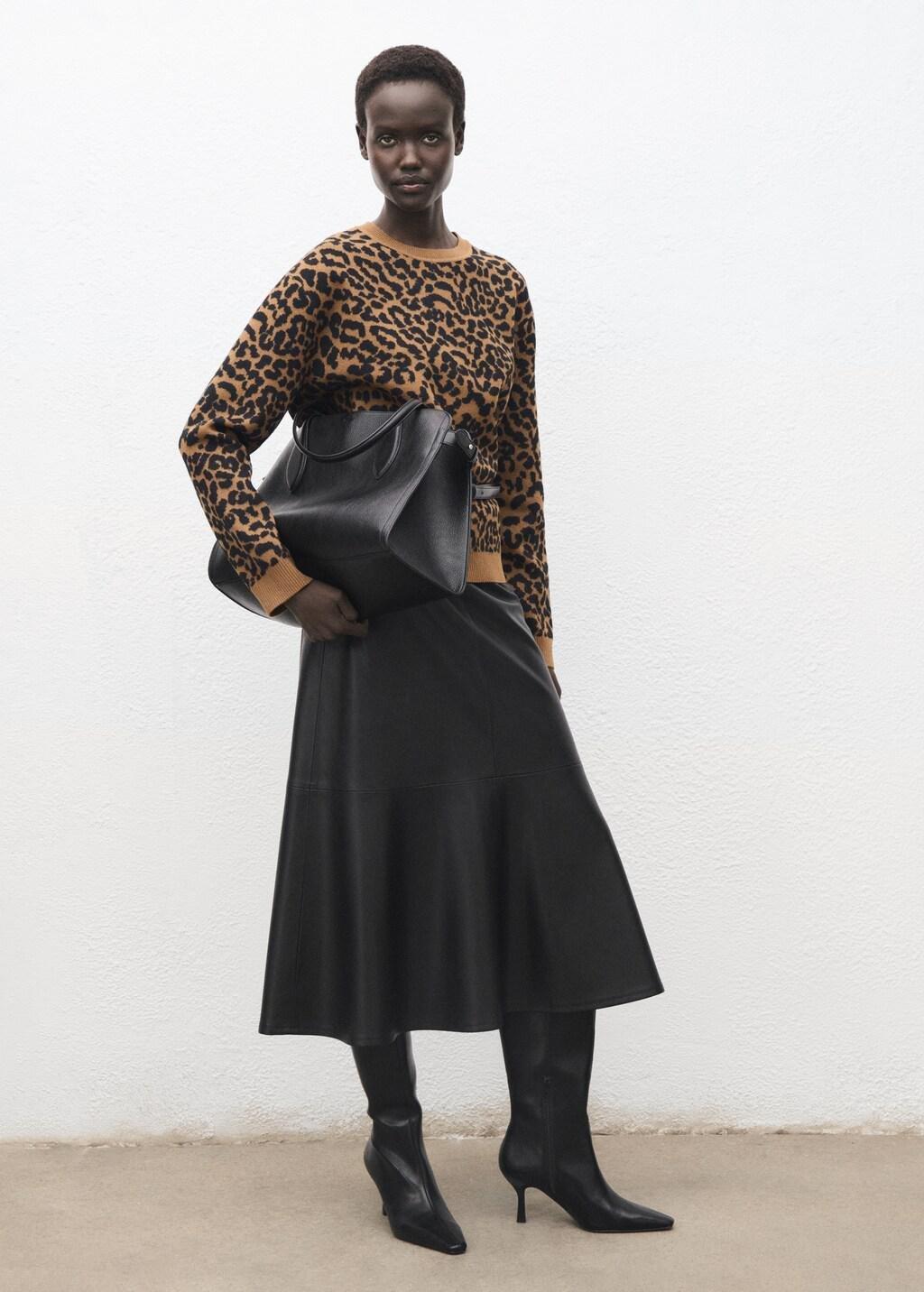 Brown Leopard-Print Knitted Sweater, 0201_05, medium