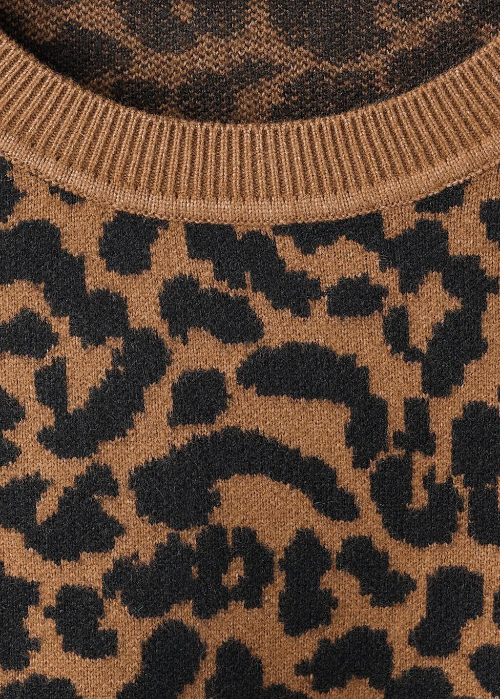 Brown Leopard-Print Knitted Sweater, 0201_05, medium