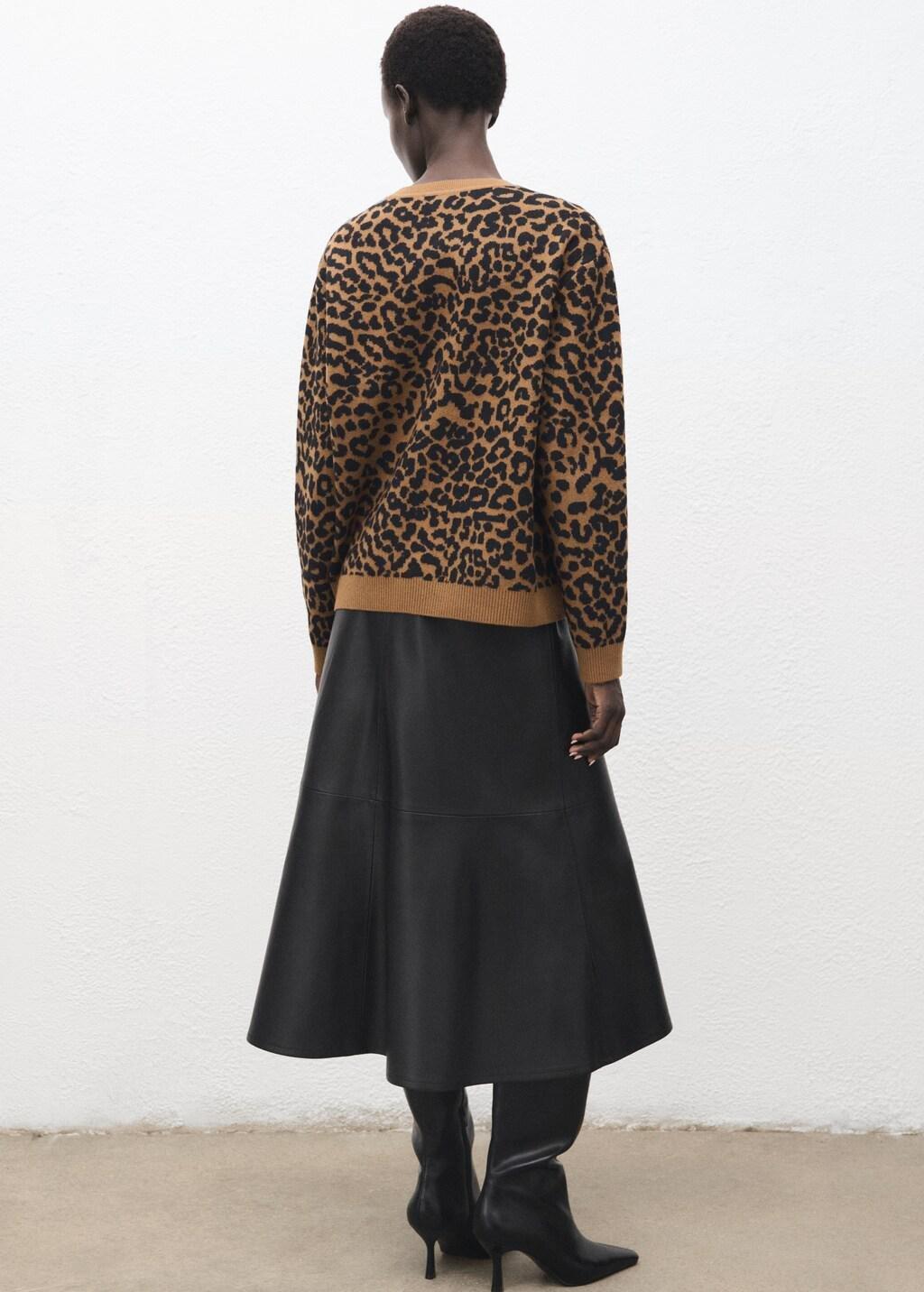 Brown Leopard-Print Knitted Sweater, 0201_05, medium