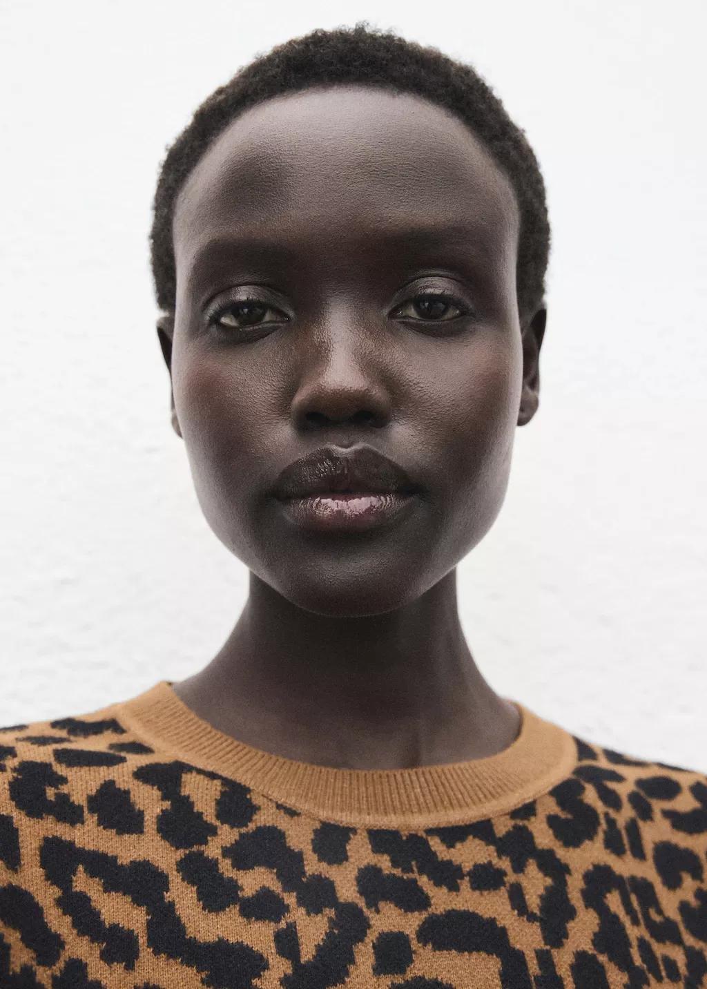 Brown Leopard-Print Knitted Sweater, 0201_05, large image number 4