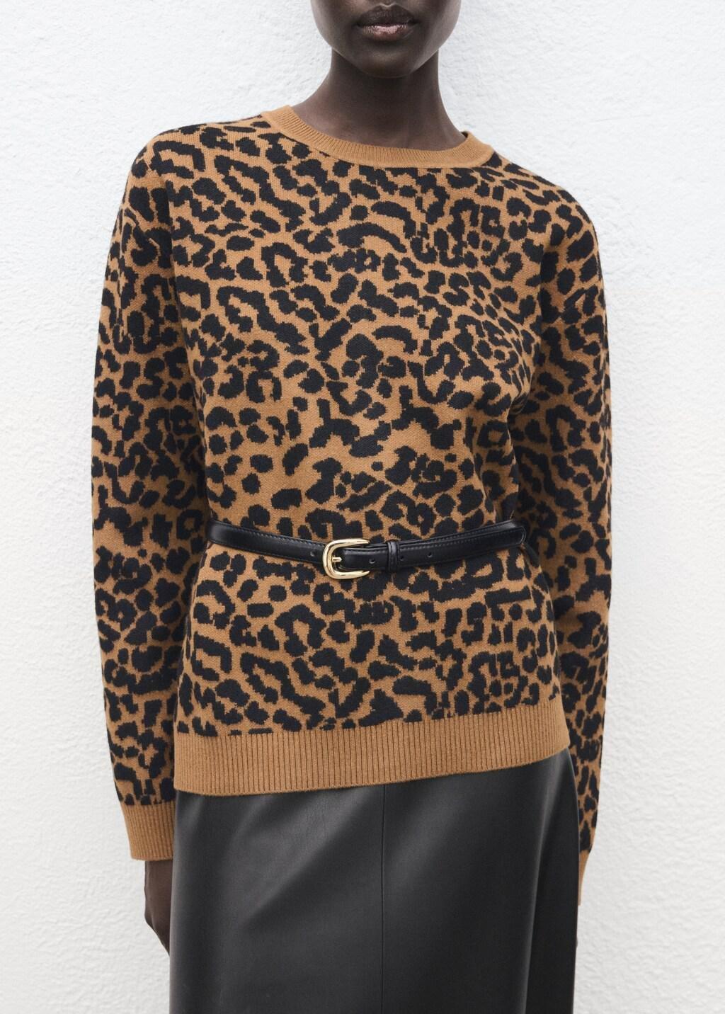 Brown Leopard-Print Knitted Sweater, 0201_05, large image number 7