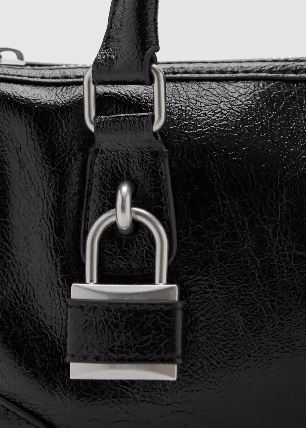 Black Mini Bag With Glossy Finish Handles, 0201_99, large image number 3