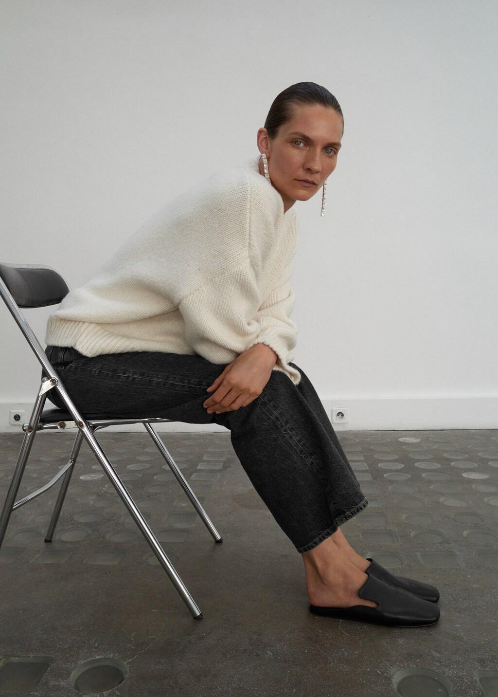 Black Square Toe Leather Shoe, 0201_99, large image number 0