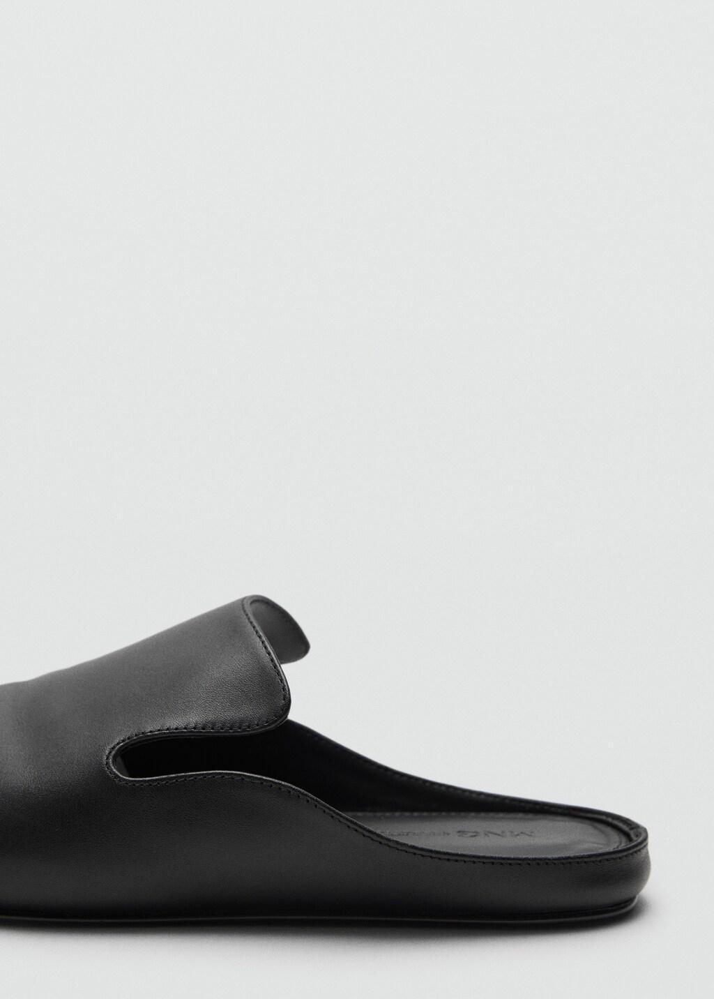 Black Square Toe Leather Shoe, 0201_99, large image number 2