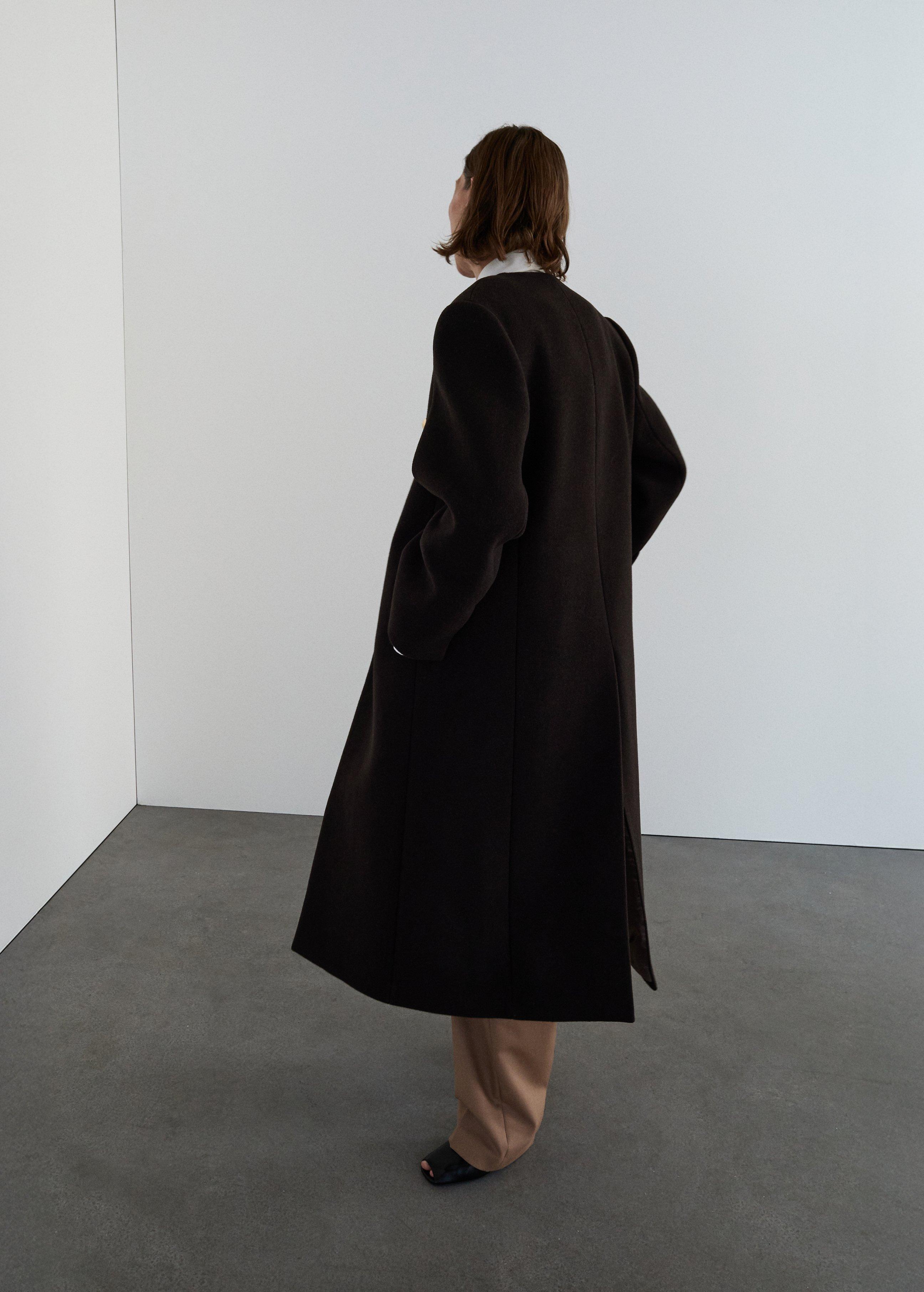 Brown Wool Overcoat, Dark Brown, large image number 2