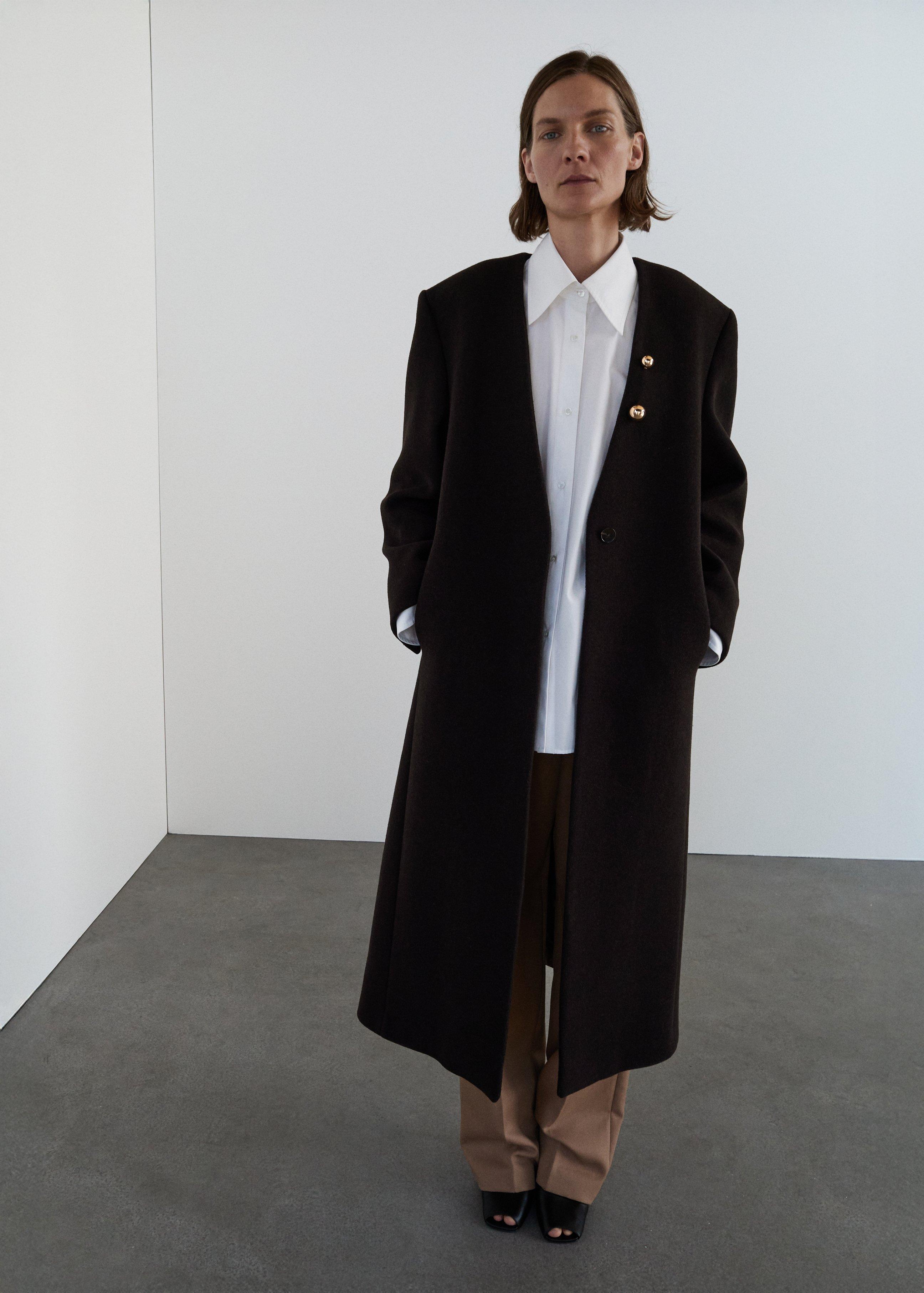 Brown Wool Overcoat, Dark Brown, large image number 3