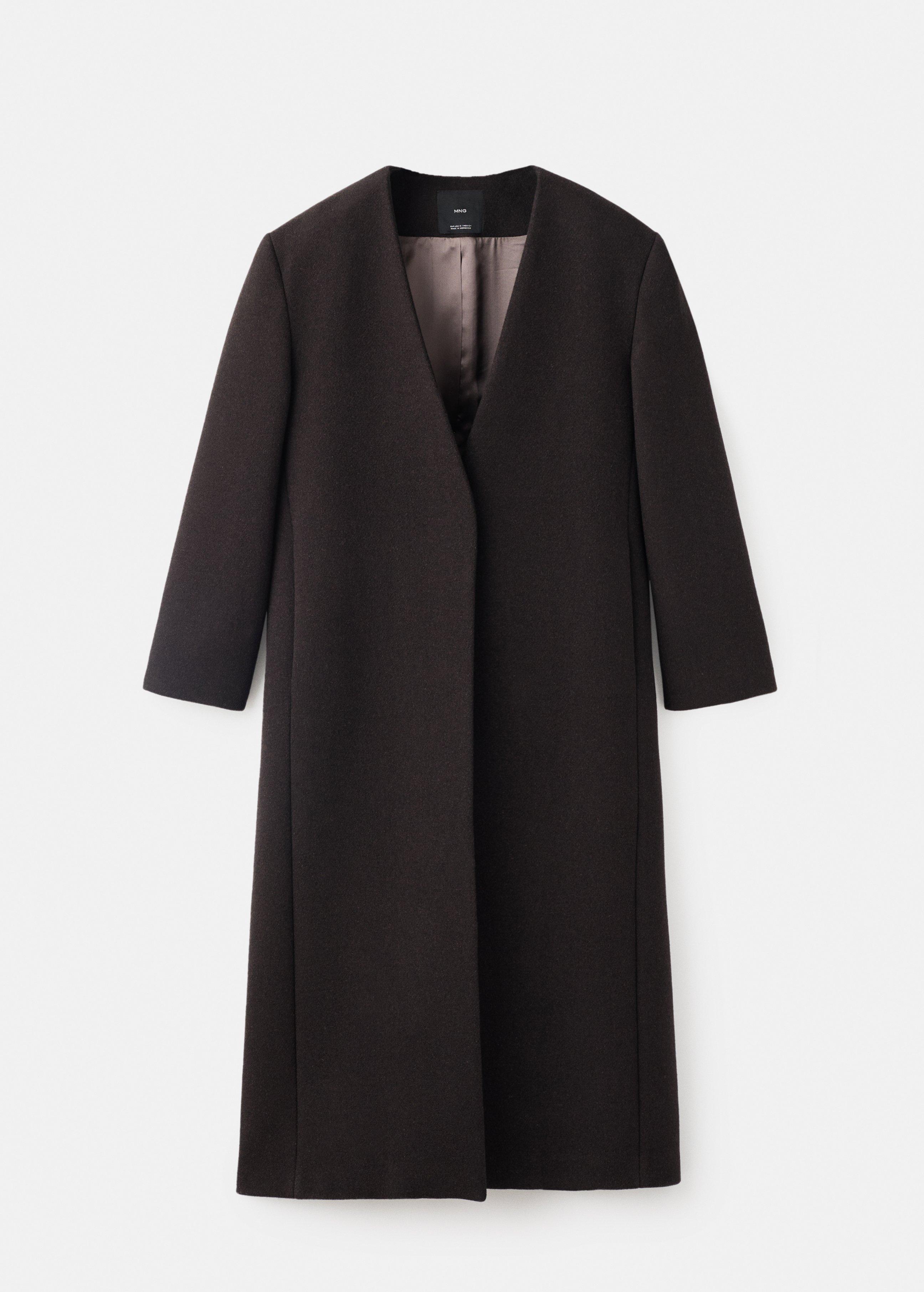 Brown Wool Overcoat, Dark Brown, large image number 4